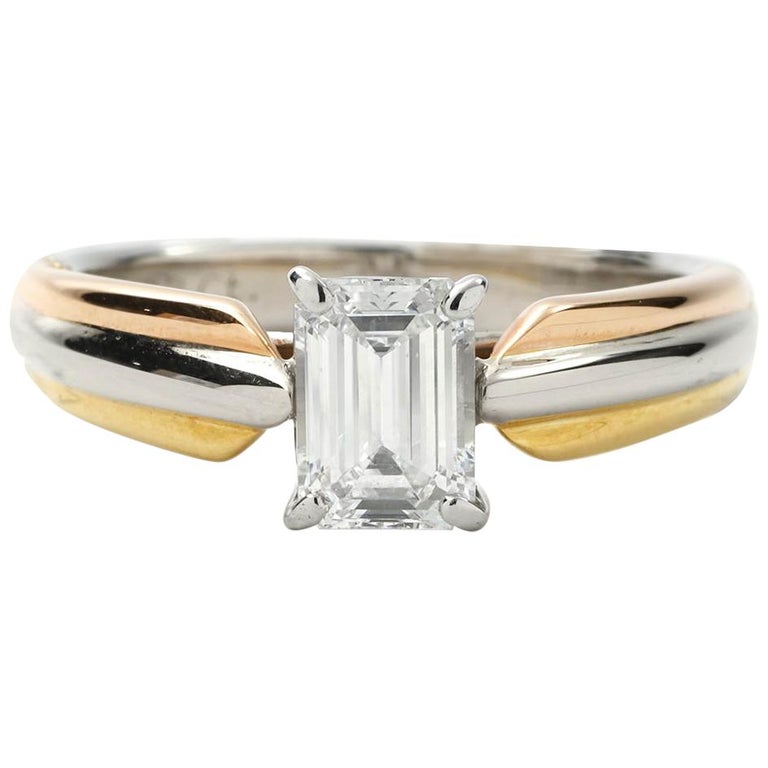 Cartier Bague de fiançailles Trinity solitaire taille émeraude