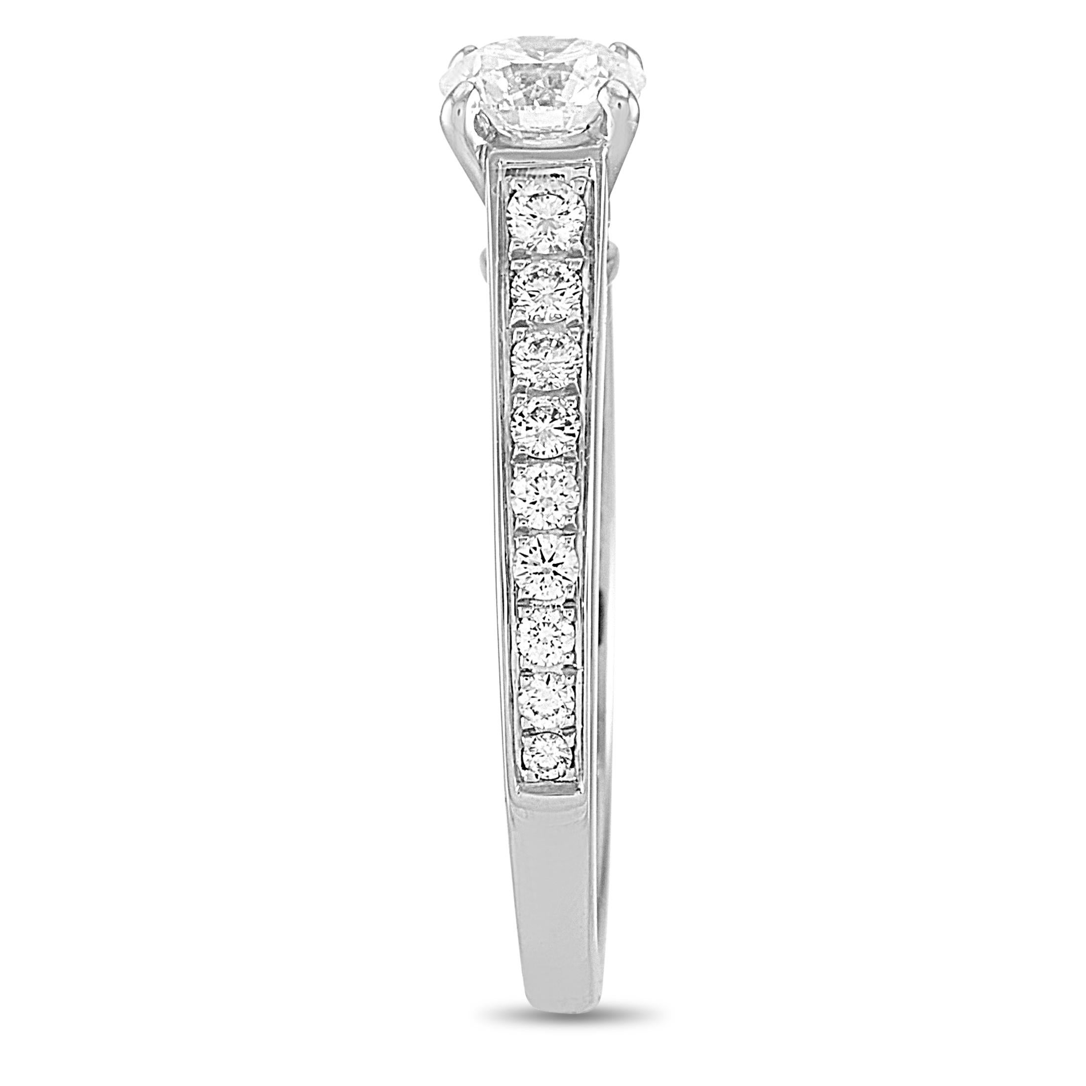 Round Cut Cartier Solitaire Platinum 0.60 Carat Diamond Engagement Ring