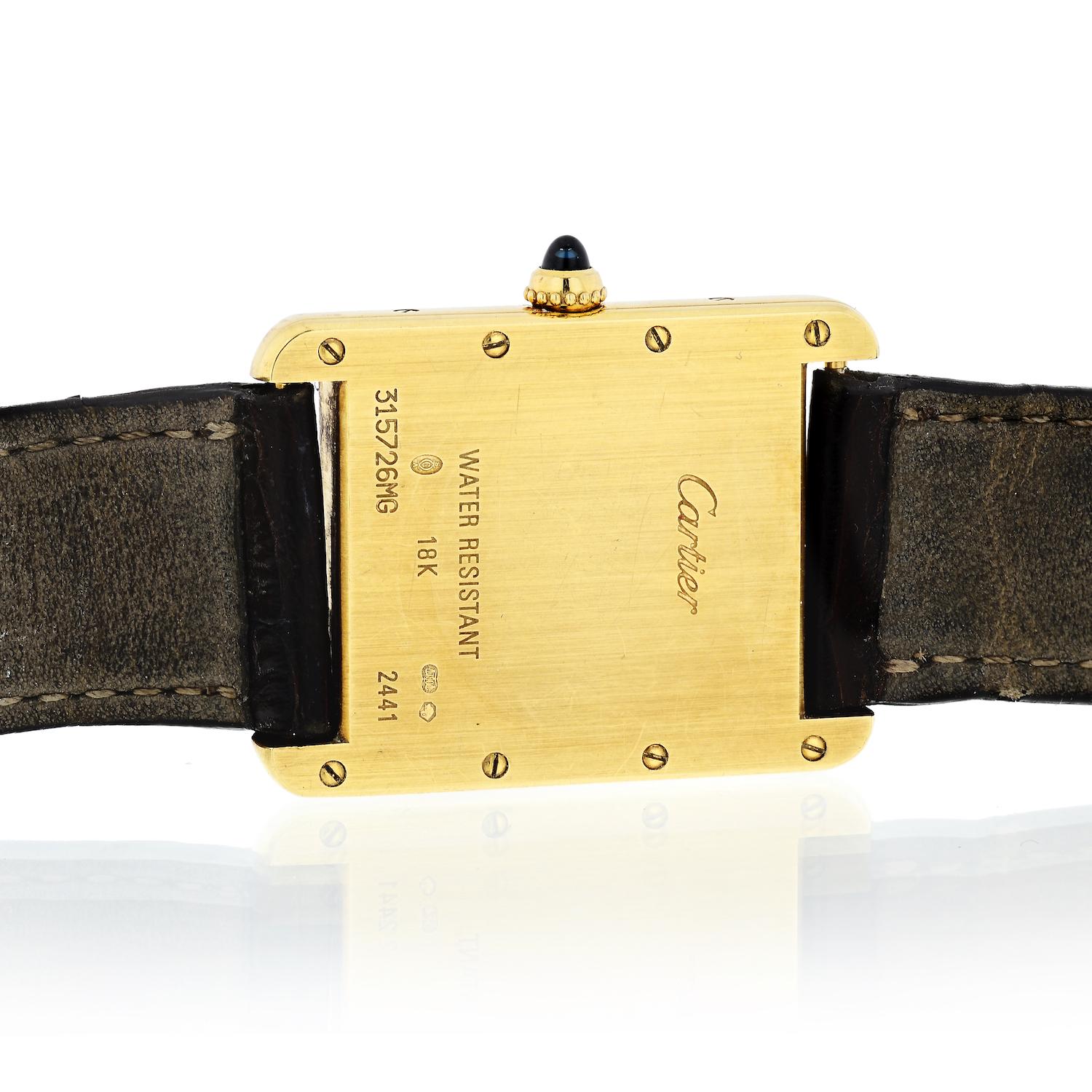cartier tank watch brown leather strap