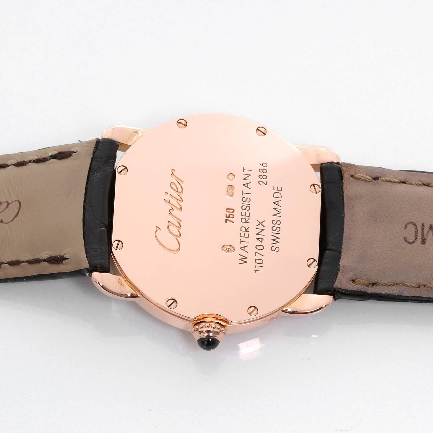 Cartier Rose Gold Solo Ronde Quartz Wristwatch  In Excellent Condition In Dallas, TX
