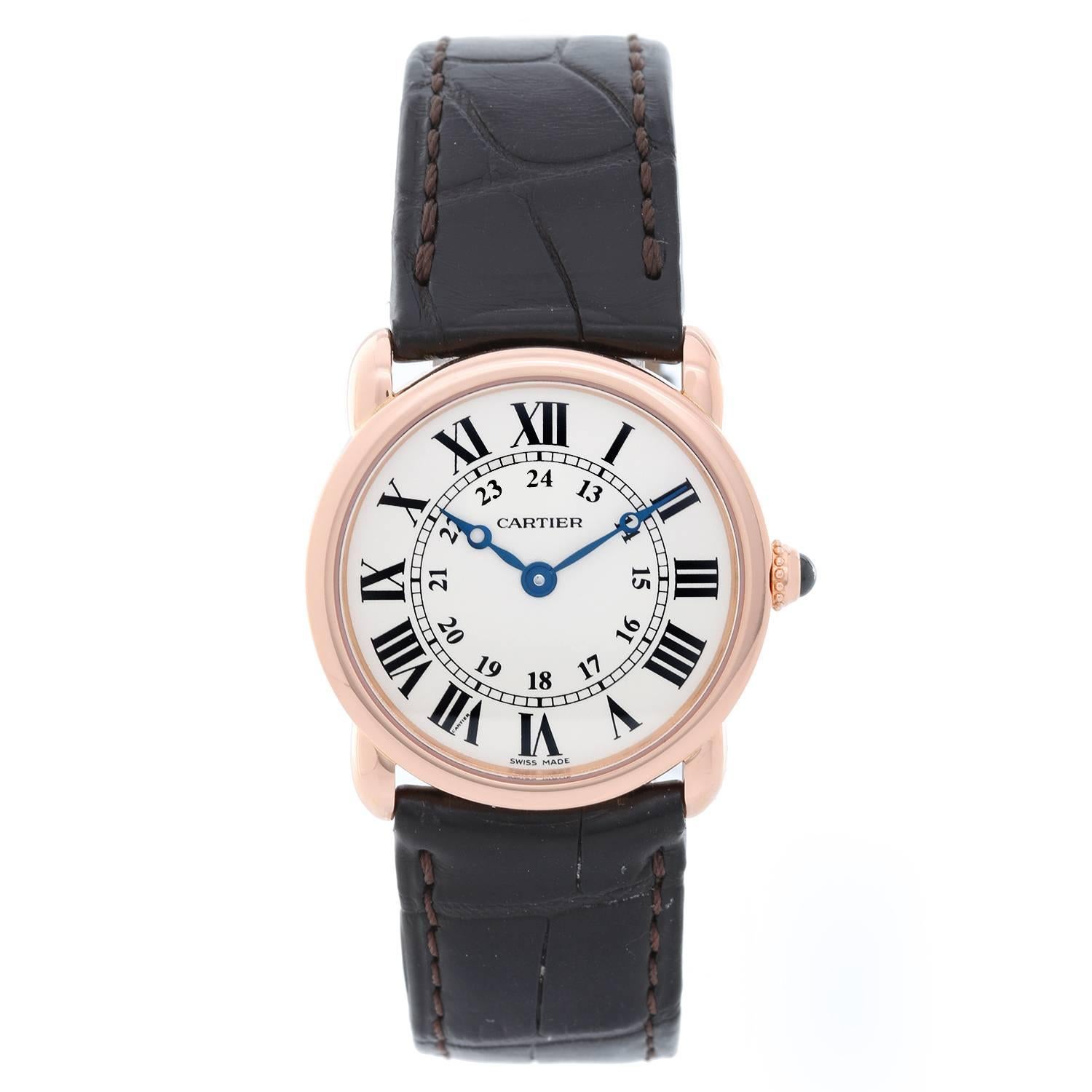 Cartier Rose Gold Solo Ronde Quartz Wristwatch 