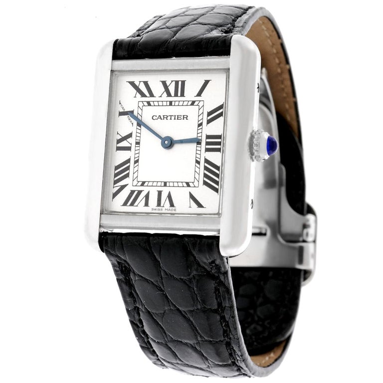 Cartier "Solo" Stainless Steel Tank Watch Quartz at 1stDibs