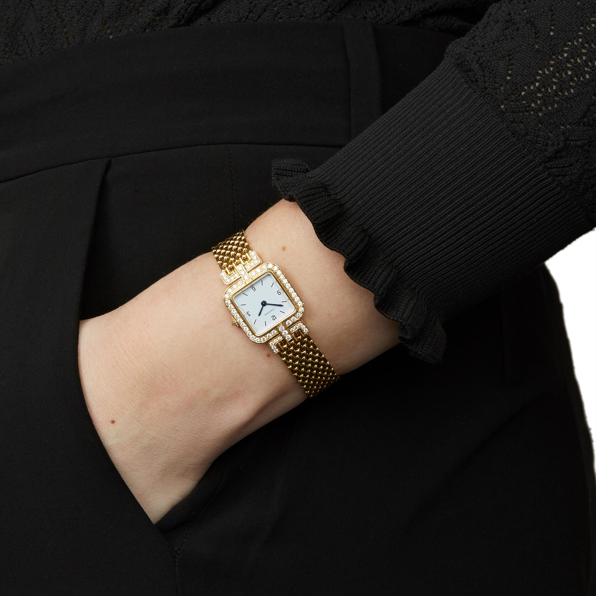 Cartier Sonate Paris Diamond 18 Karat Yellow Gold 8914000 or 8035 Wristwatch 6