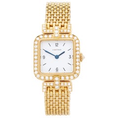 Cartier Sonate Paris Diamond 18 Karat Yellow Gold 8914000 or 8035 Wristwatch