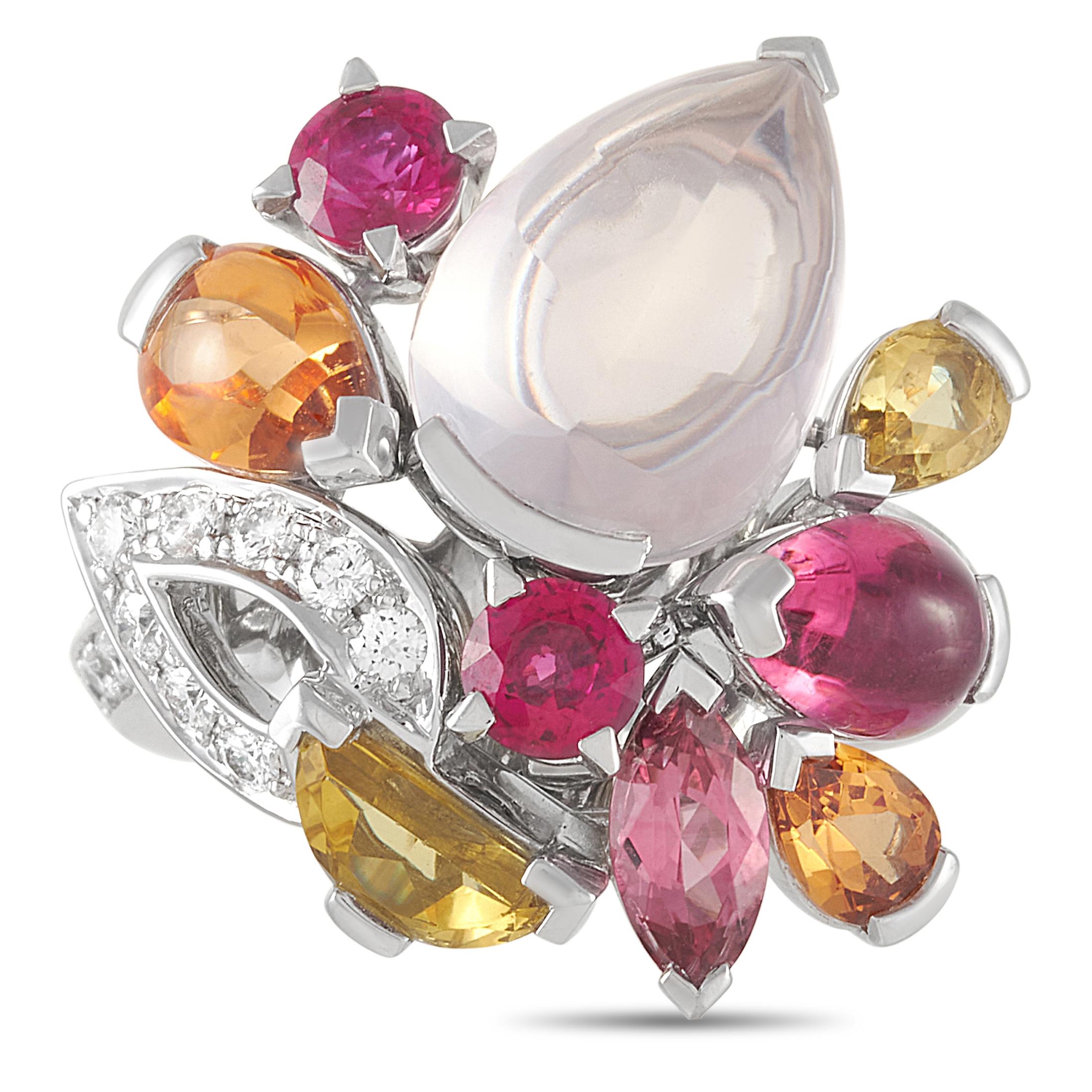 Cartier Sorbet 18k White Gold Rose Quartz, Yellow Sapphire, Tourmaline In Excellent Condition In Southampton, PA