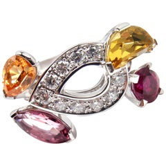 Anello Cartier Sorbet Diamante Tormalina Zaffiro Oro Bianco