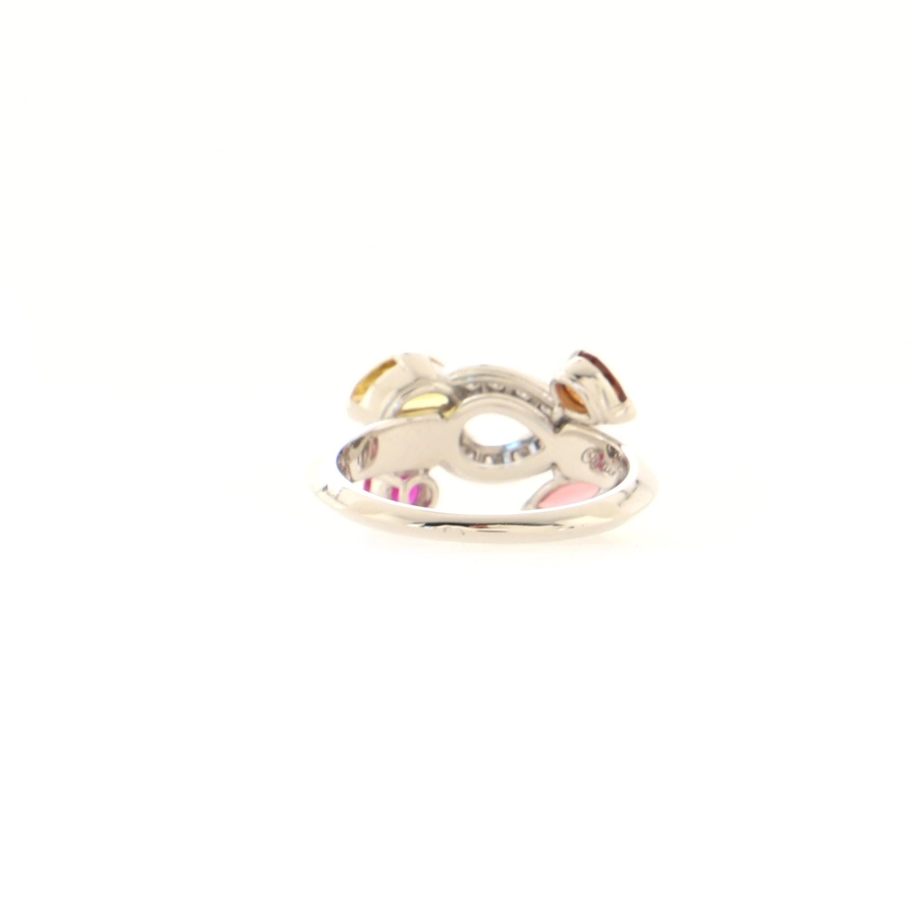 Cartier Sorbet Ring 18k White Gold with Ruby, Tourmaline, Garnet, Quartz In Good Condition In New York, NY