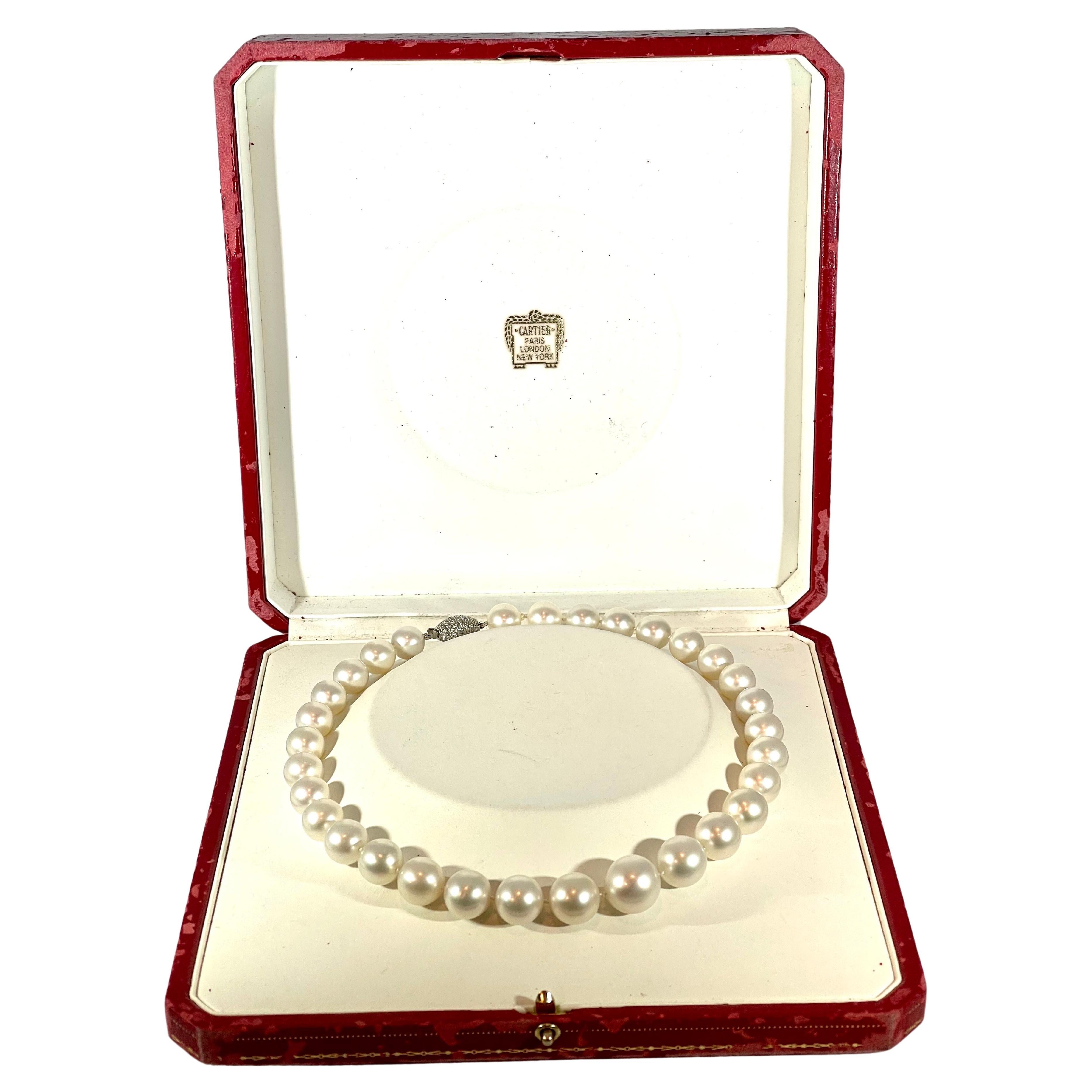 
Cartier Südsee-Zuchtperlenkette mit Originalbeleg und in Originalverpackung , 11.3 bis15.7MM 
Originalquittung , gekauft in der Cartier Boutique in 214 , Worth Ave , Palm Beach Florida am 1/10/95 für  $ 167,480
Design/One ZC478901 Seriennummer