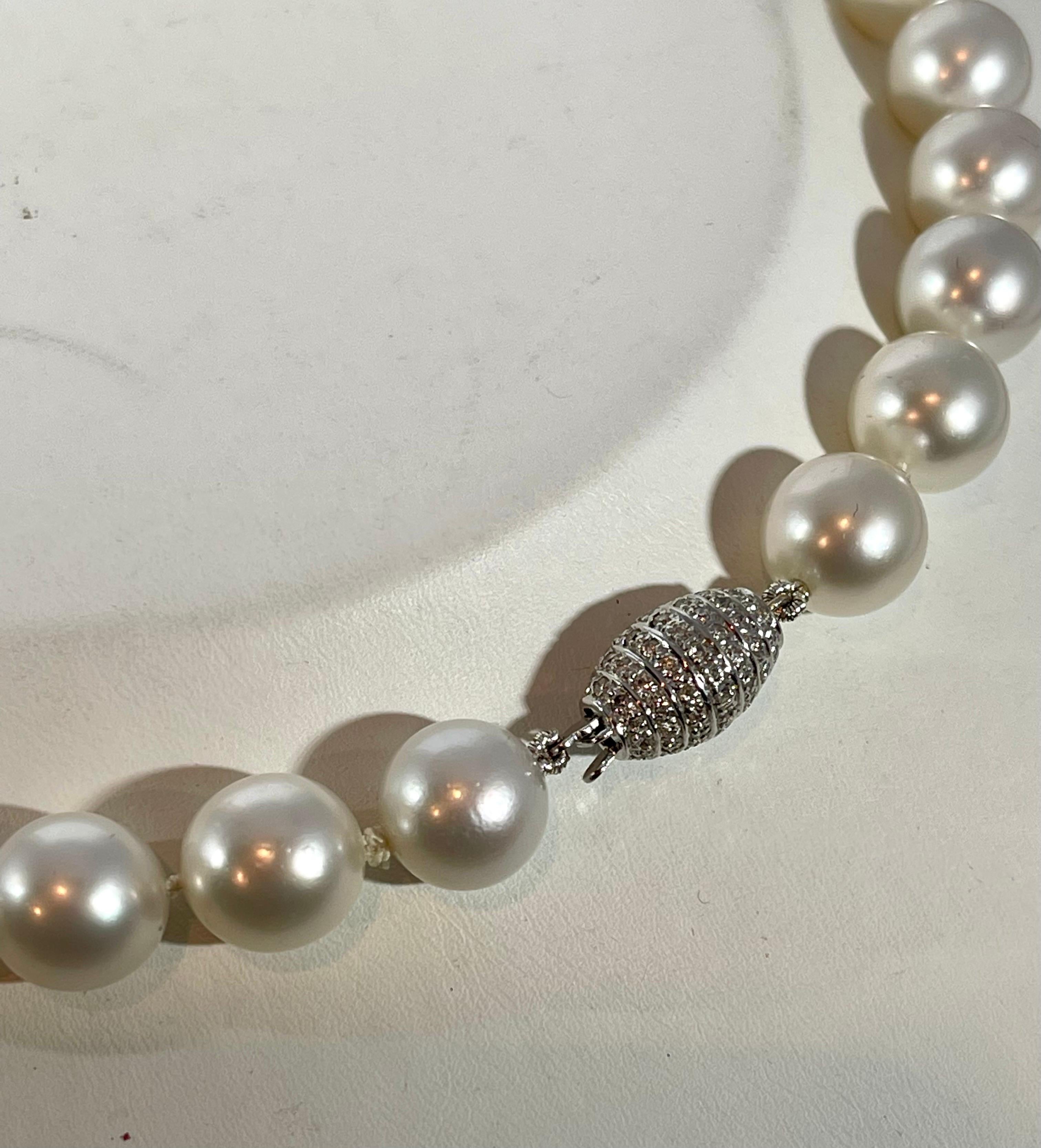 Round Cut Cartier South Sea Cultured Pearl Necklace with Diamond Clasp+ Original Receipt  For Sale