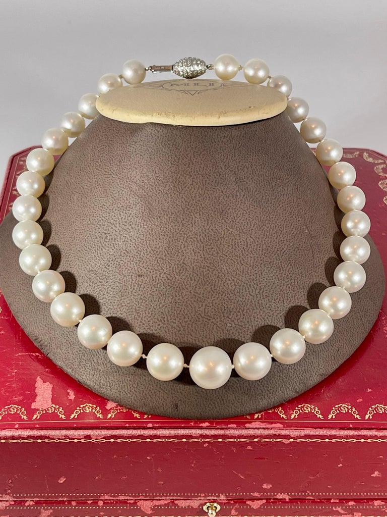 Sold at Auction: 14K White Gold, White Cultured South Sea Pearl and Black  Diamond, Chanel Inspired Strand Necklace