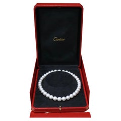Retro Cartier South Sea Cultured Pearl Necklace with Diamond Clasp+ Original Receipt 