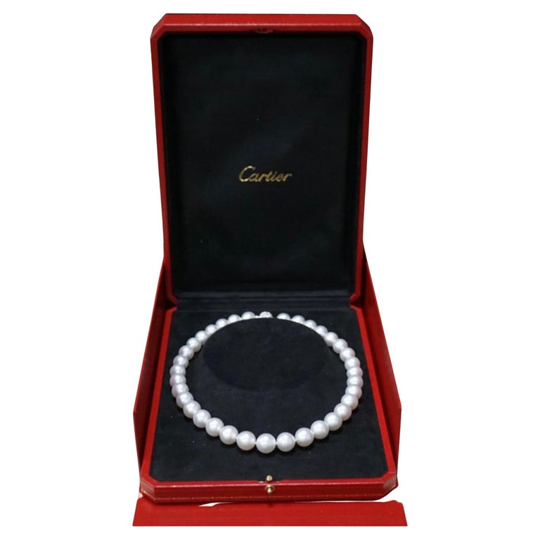 Cartier South Sea Cultured Pearl Necklace with Diamond Clasp+ Original  Receipt For Sale at 1stDibs