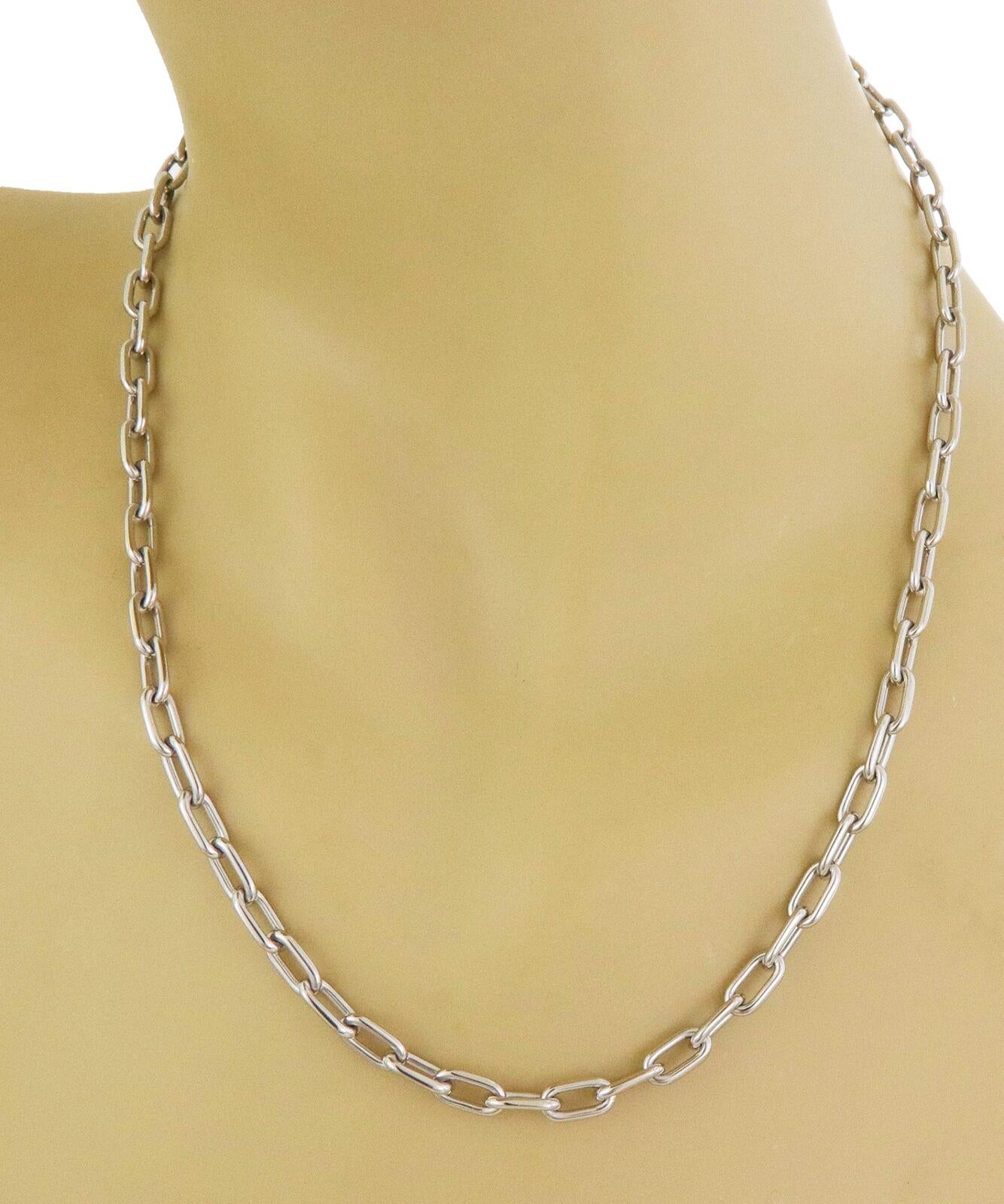 Women's or Men's Cartier Spartacus 18k White Gold Oval Link Chain Necklace  For Sale