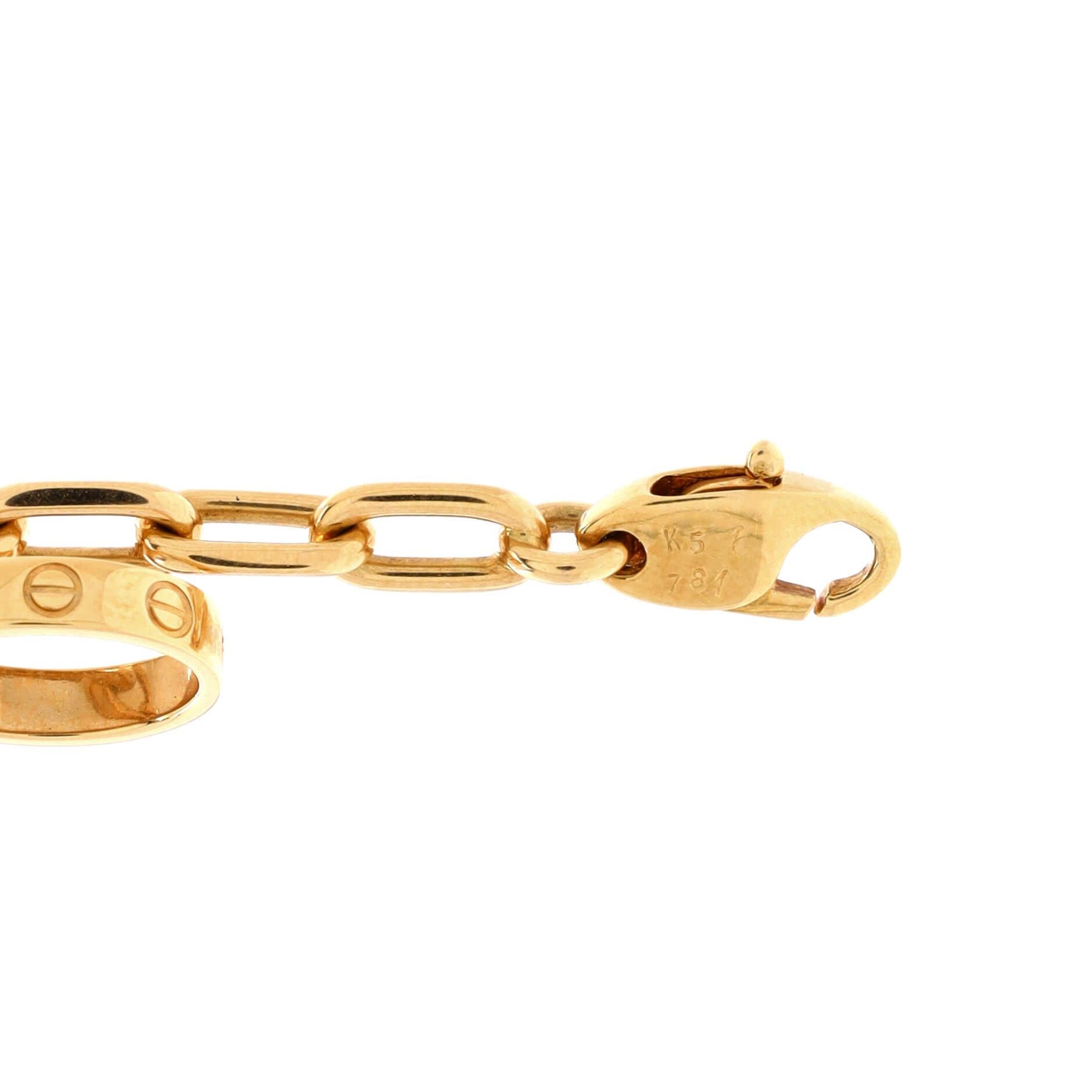 Women's Cartier Spartacus 3 Charm Bracelet 18k Yellow Gold with Emerald