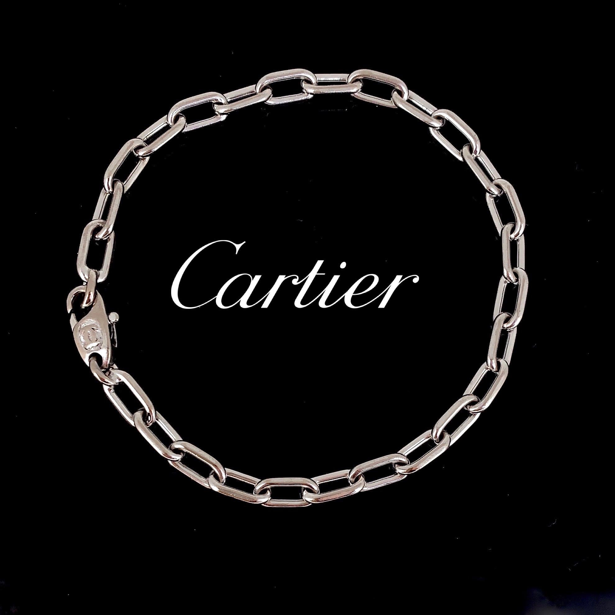 Women's or Men's Cartier Spartacus White Gold Chain Bracelet with Certificate