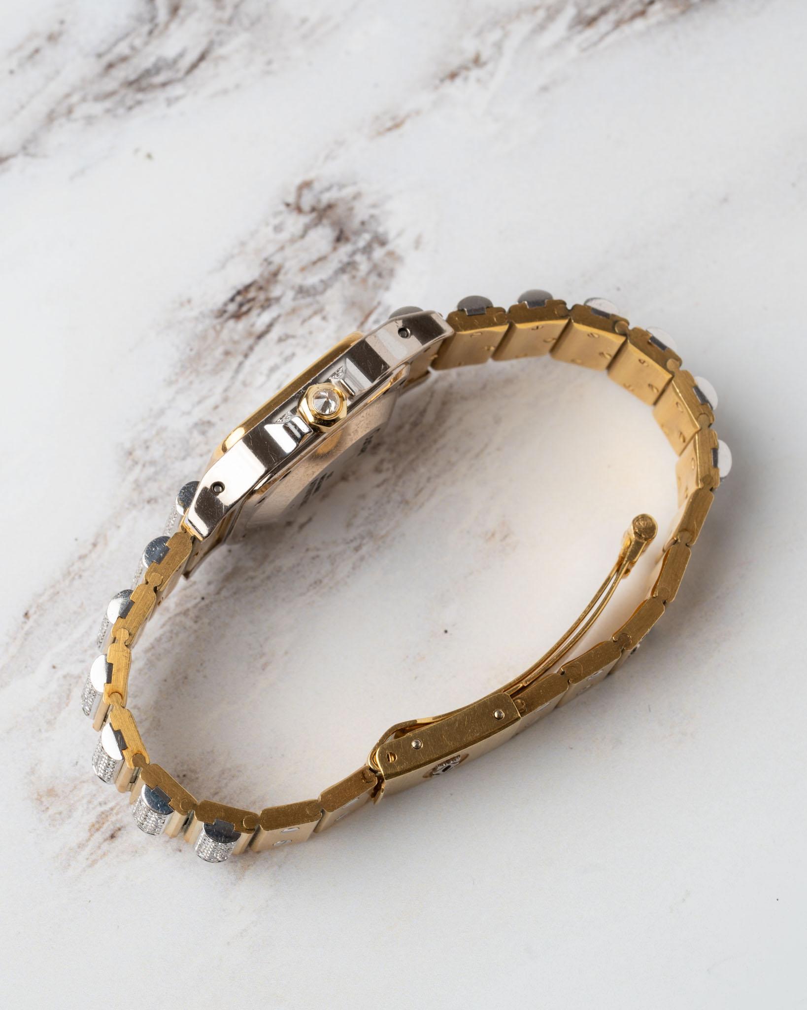 Cartier Special Order Santos Carree 170916 Factory Pave Diamonds Deux Or im Angebot 8