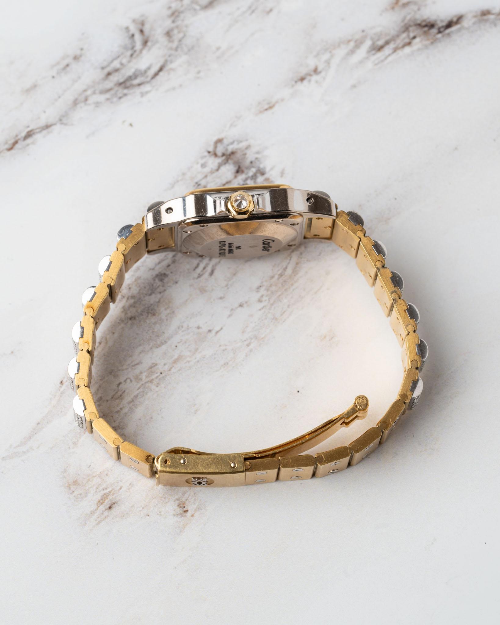 Cartier Special Order Santos Carree 170916 Factory Pave Diamonds Deux Or im Angebot 2