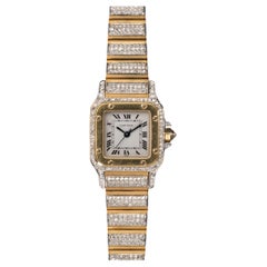Cartier Special Order Santos Carree 170916 Factory Pave Diamonds Deux Or