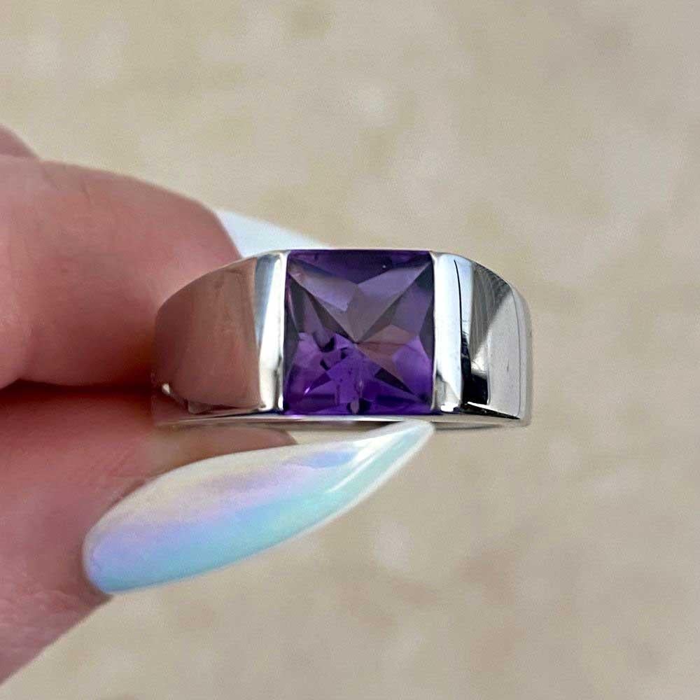 Cartier Square Cut Amethyst Engagement Ring, 18k White Gold 2