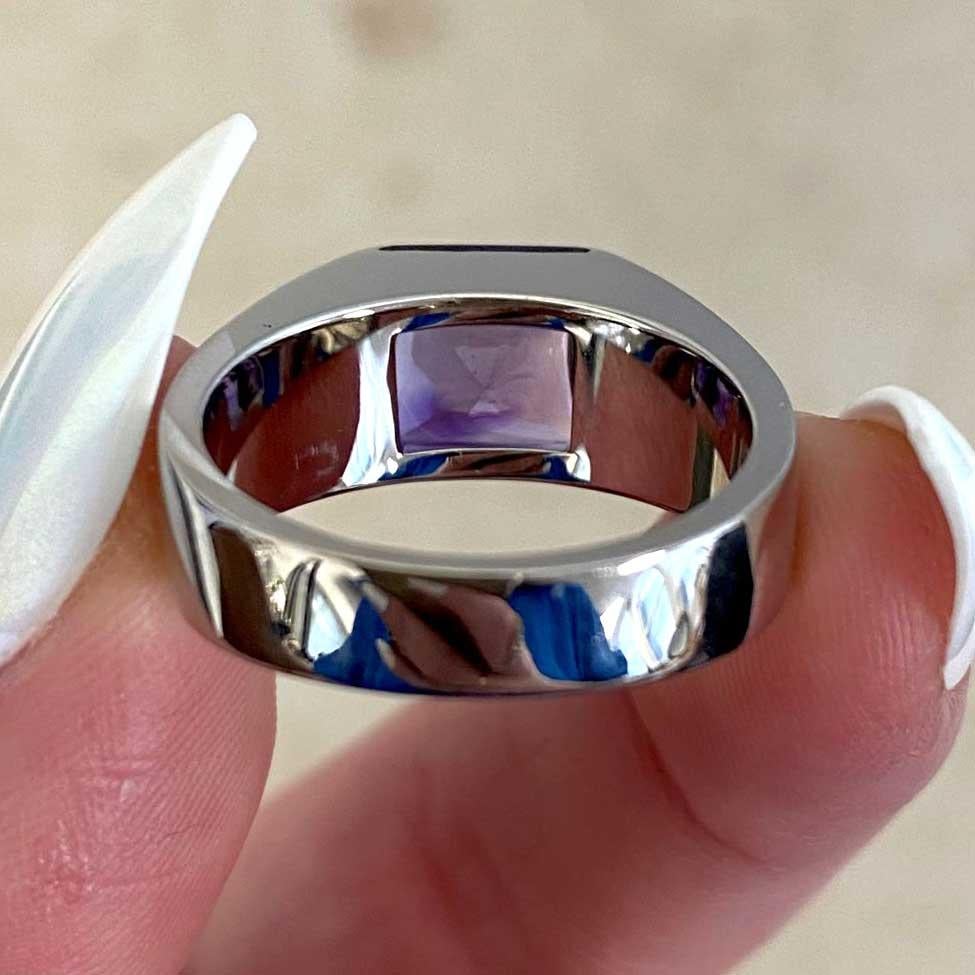 Cartier Square Cut Amethyst Engagement Ring, 18k White Gold 3