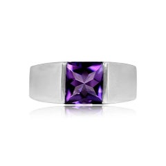 Cartier Square Cut Amethyst Engagement Ring, 18k White Gold