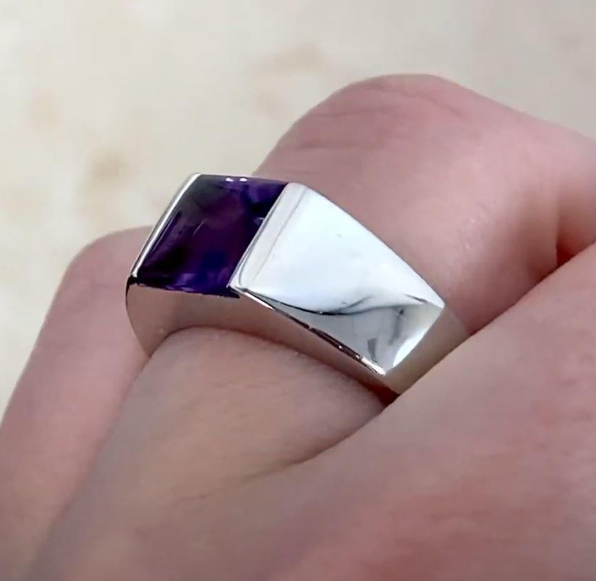 Cartier Square Cut Amethyst Engagement Ring, 18k White Gold In Excellent Condition In New York, NY
