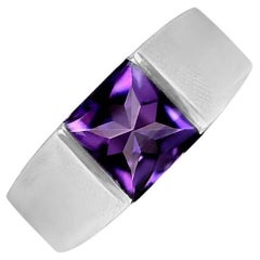 Cartier Square Cut Amethyst Engagement Ring, 18k White Gold