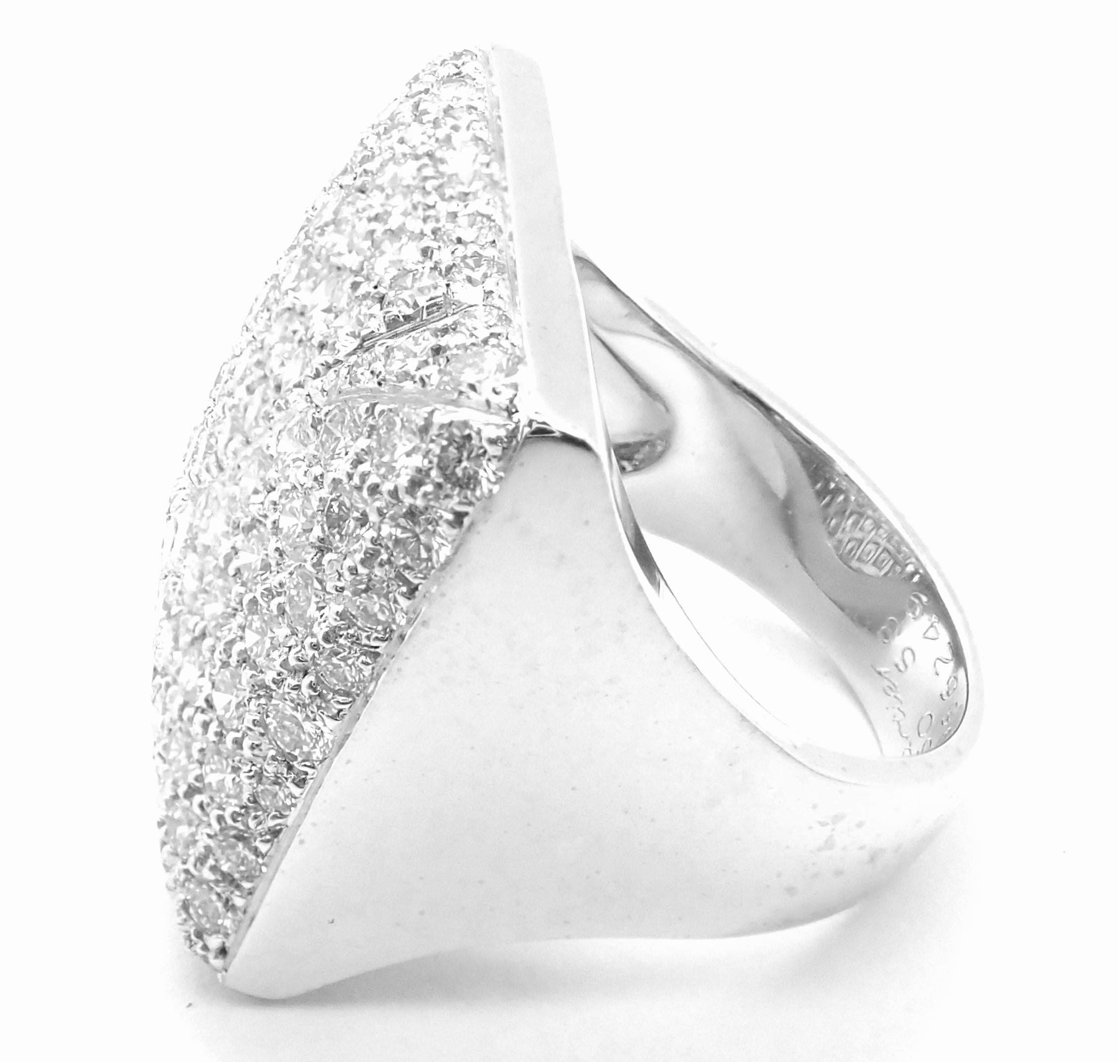 Brilliant Cut Cartier Square Pave Diamond Large White Gold Ring