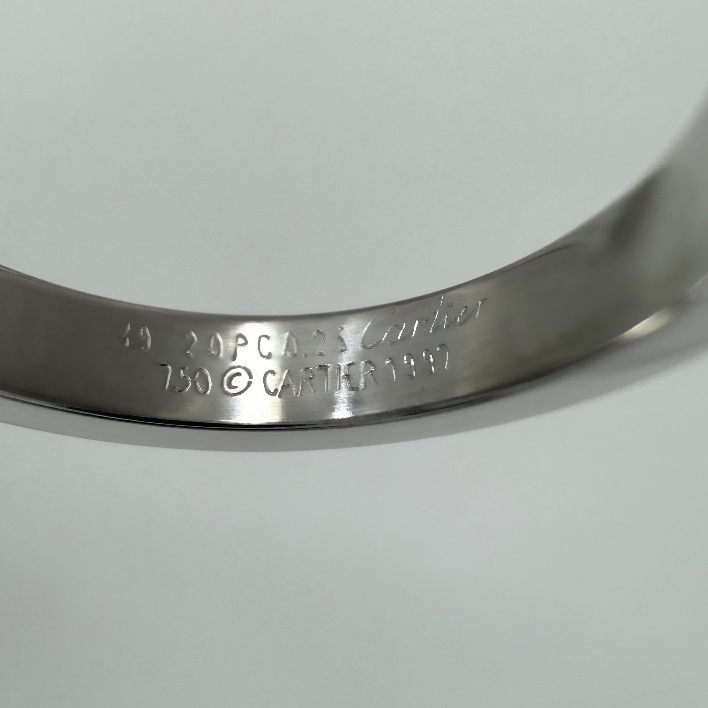 Cartier Square Princess Cut 0.25ct Diamond 18k White Gold Solitaire Band Ring 50 For Sale 3
