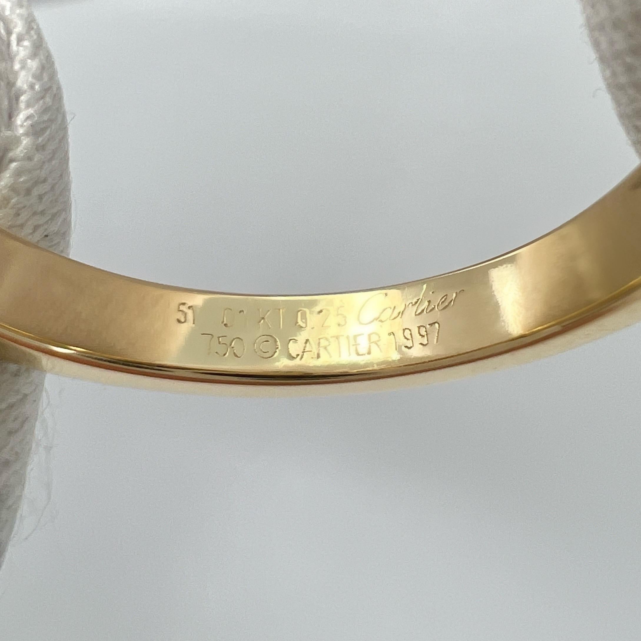 Cartier Quadratischer Prinzessinnenschliff 0,25ct Diamant 18k Gelbgold Solitär Band Ring  im Angebot 5