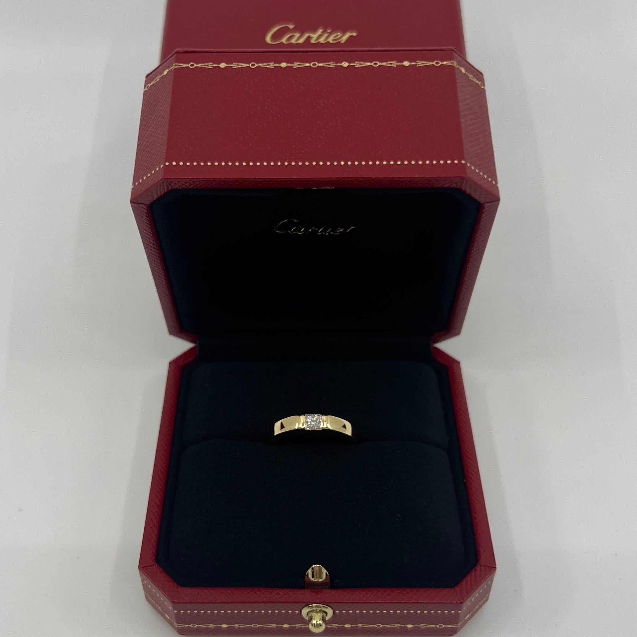 Cartier Anillo Solitario Cuadrado Corte Princesa 0.25ct Diamante Oro Amarillo 18k 6