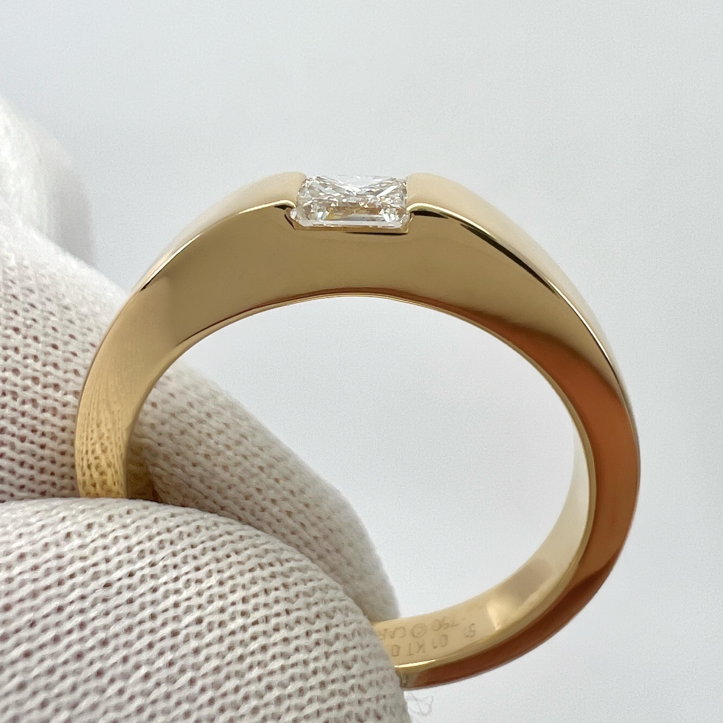 Cartier Quadratischer Prinzessinnenschliff 0,25ct Diamant 18k Gelbgold Solitär Band Ring  im Zustand „Hervorragend“ im Angebot in Birmingham, GB