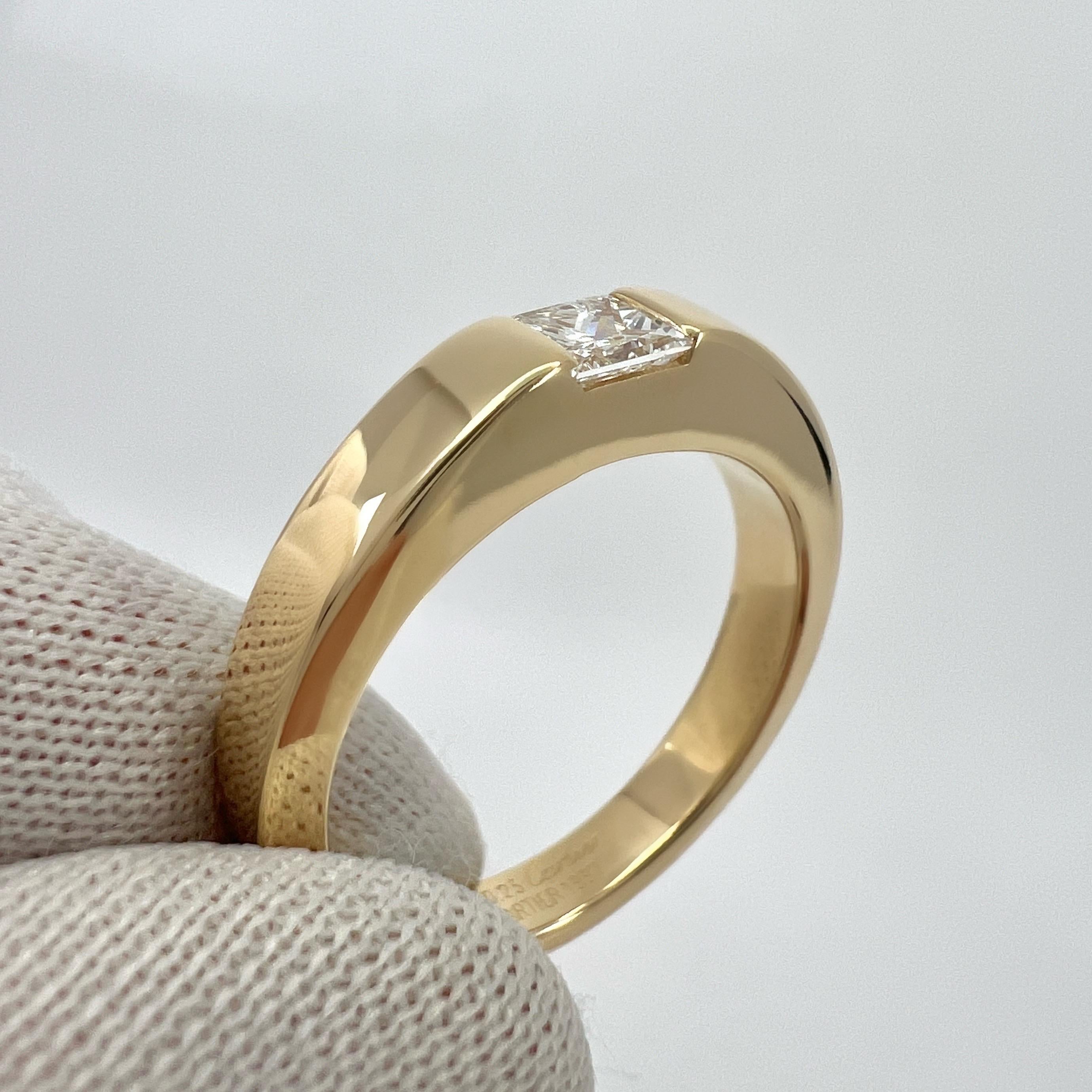 Cartier Square Princess Cut 0.25ct Diamond 18k Yellow Gold Solitaire Band Ring  For Sale 2