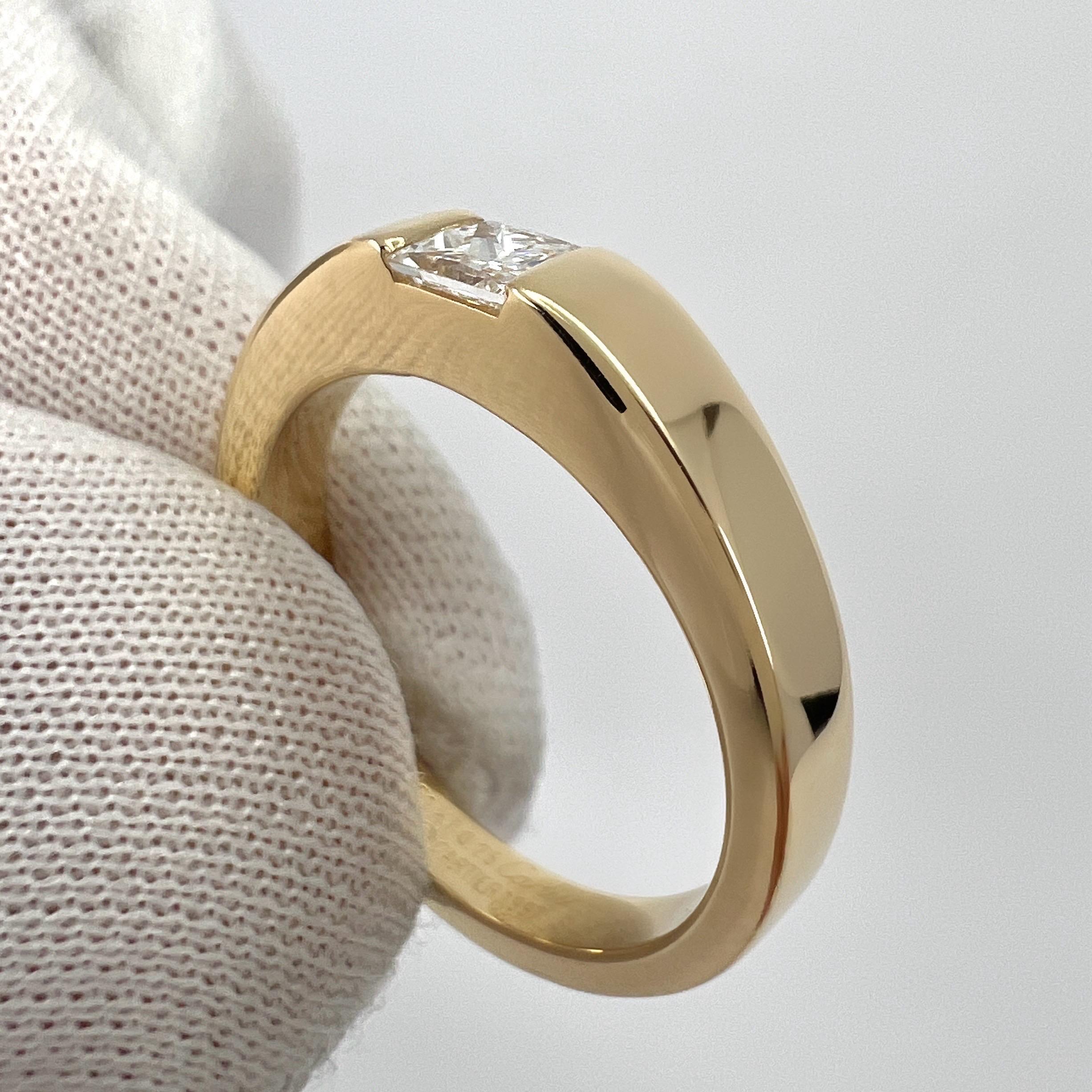 Cartier Quadratischer Prinzessinnenschliff 0,25ct Diamant 18k Gelbgold Solitär Band Ring  im Angebot 3