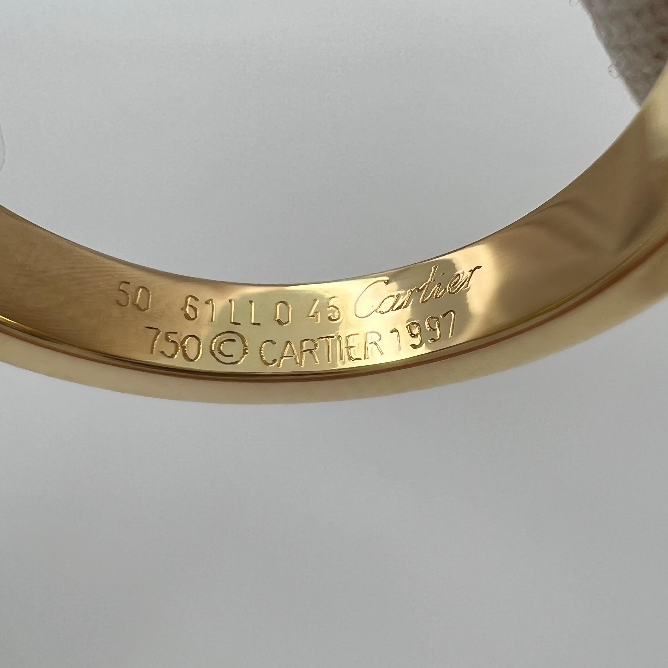 Cartier Square Princesse 0.45ct Diamond 18k Yellow Gold Solitaire Band Ring  en vente 5