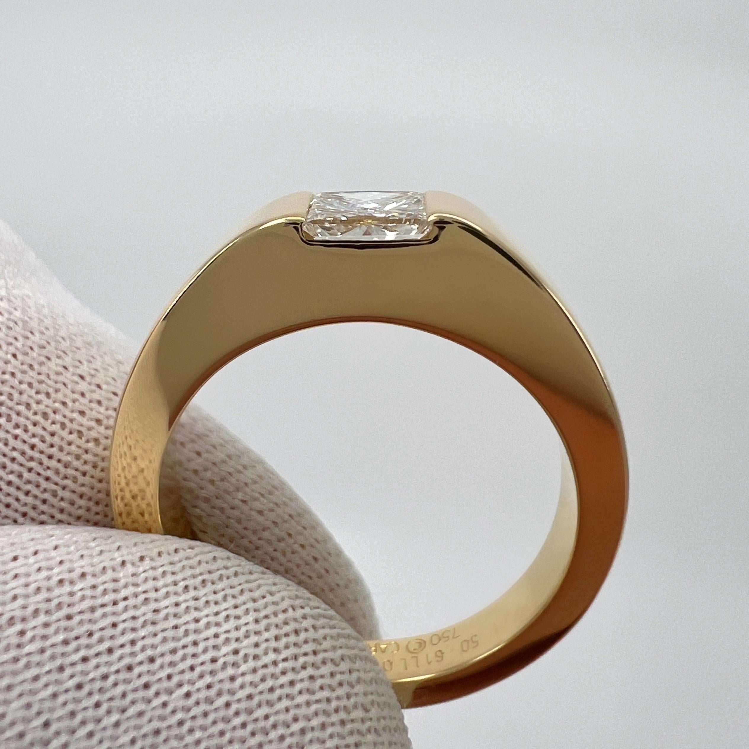 Cartier Square Princesse 0.45ct Diamond 18k Yellow Gold Solitaire Band Ring  en vente 2
