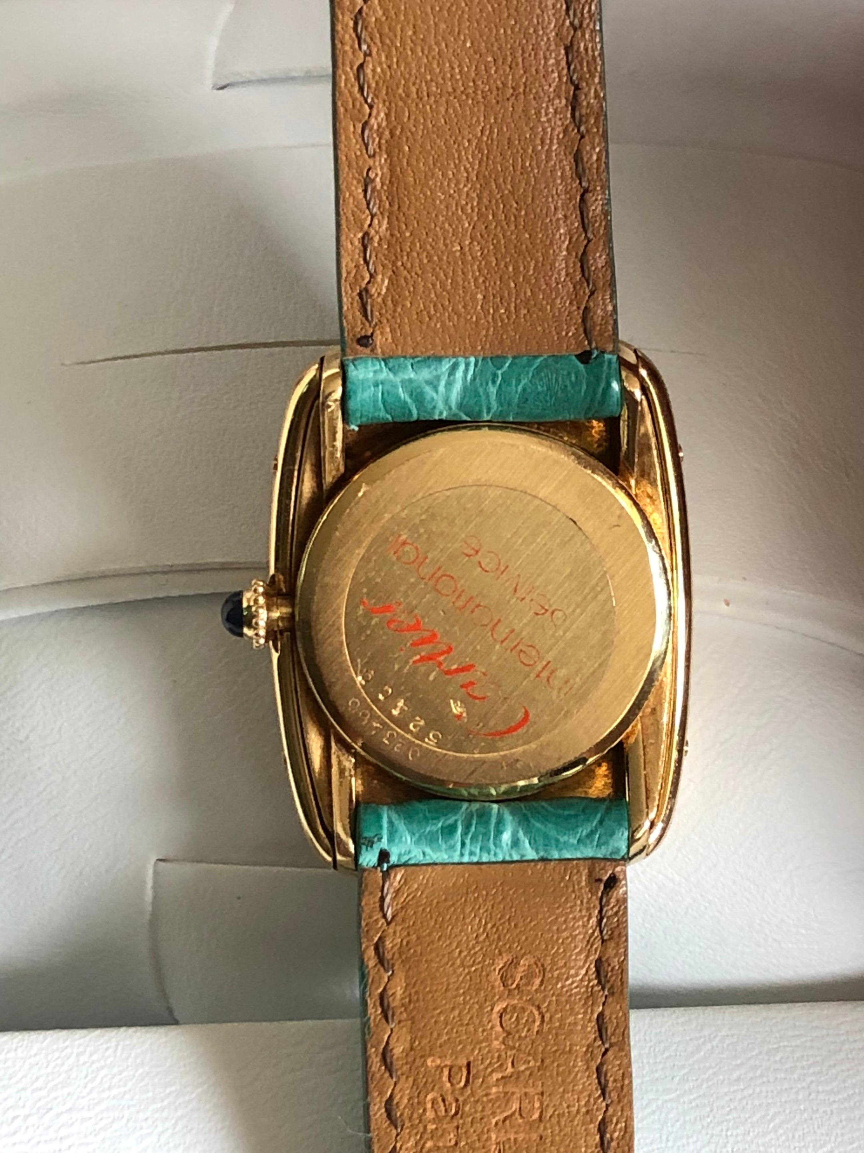 Women's or Men's Cartier Square Watch Like Tonneau and Tortue Yellow Gold 18 Karat