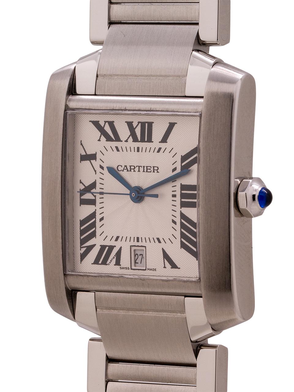 Cartier SS Tank Francaise Automatic, circa 2000s In Excellent Condition In West Hollywood, CA