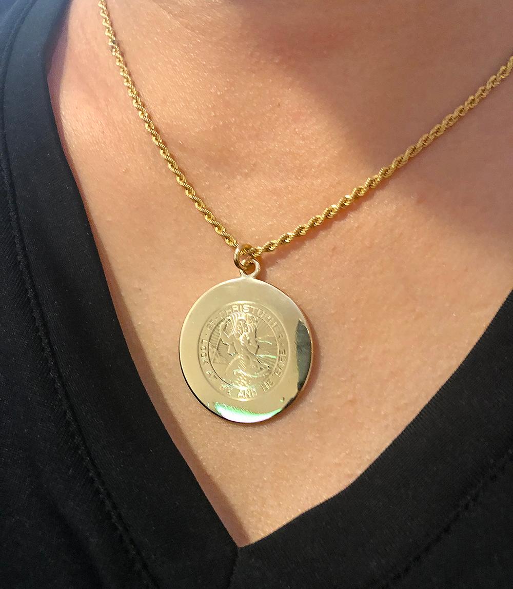 Women's or Men's Cartier St. Christopher Gold Charm Pendant
