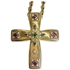 Cartier St Petersburg Cross Yellow Gold Chain Pendent Brooch