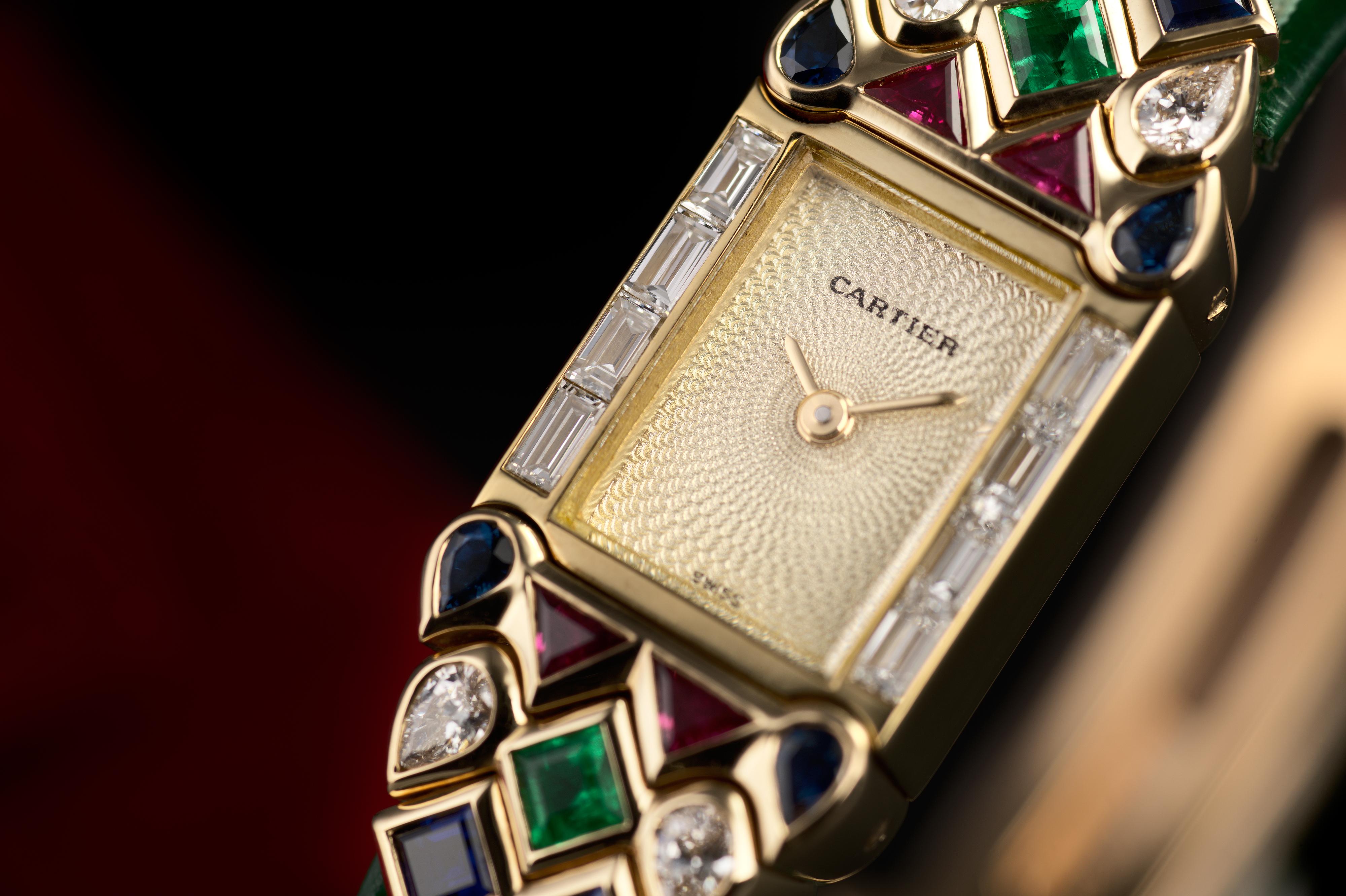 Taille poire Cartier St Petersburg Tutti Frutti Montre en vente