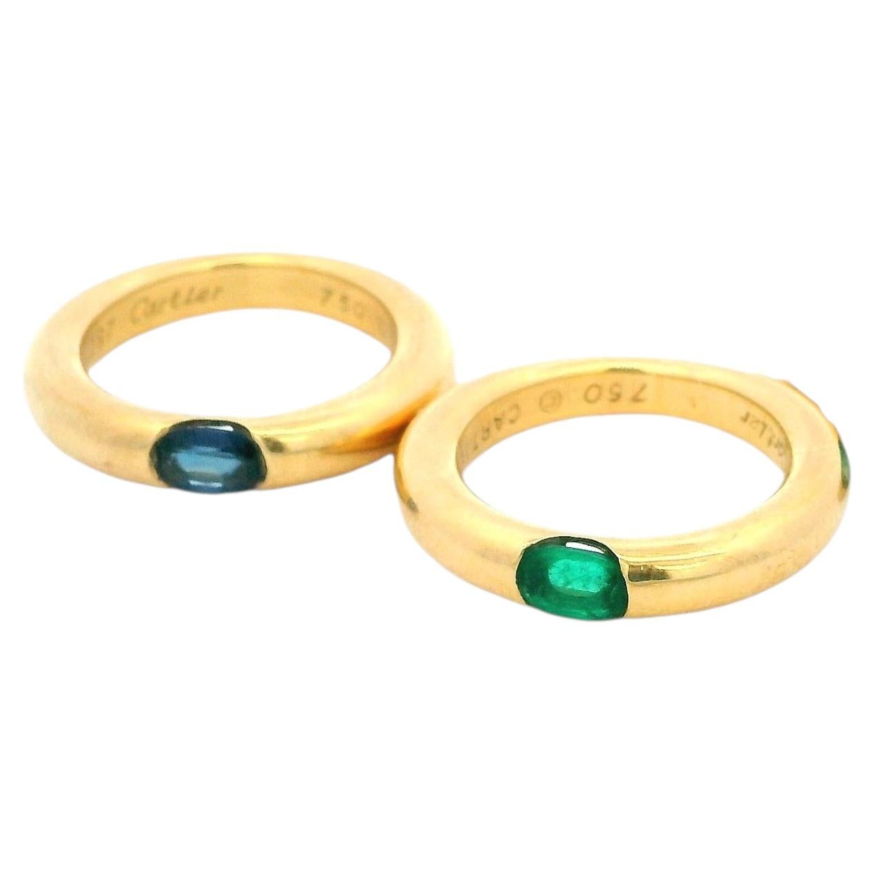 Cartier Stacking Rings Oval Emerald & Oval Sapphire.