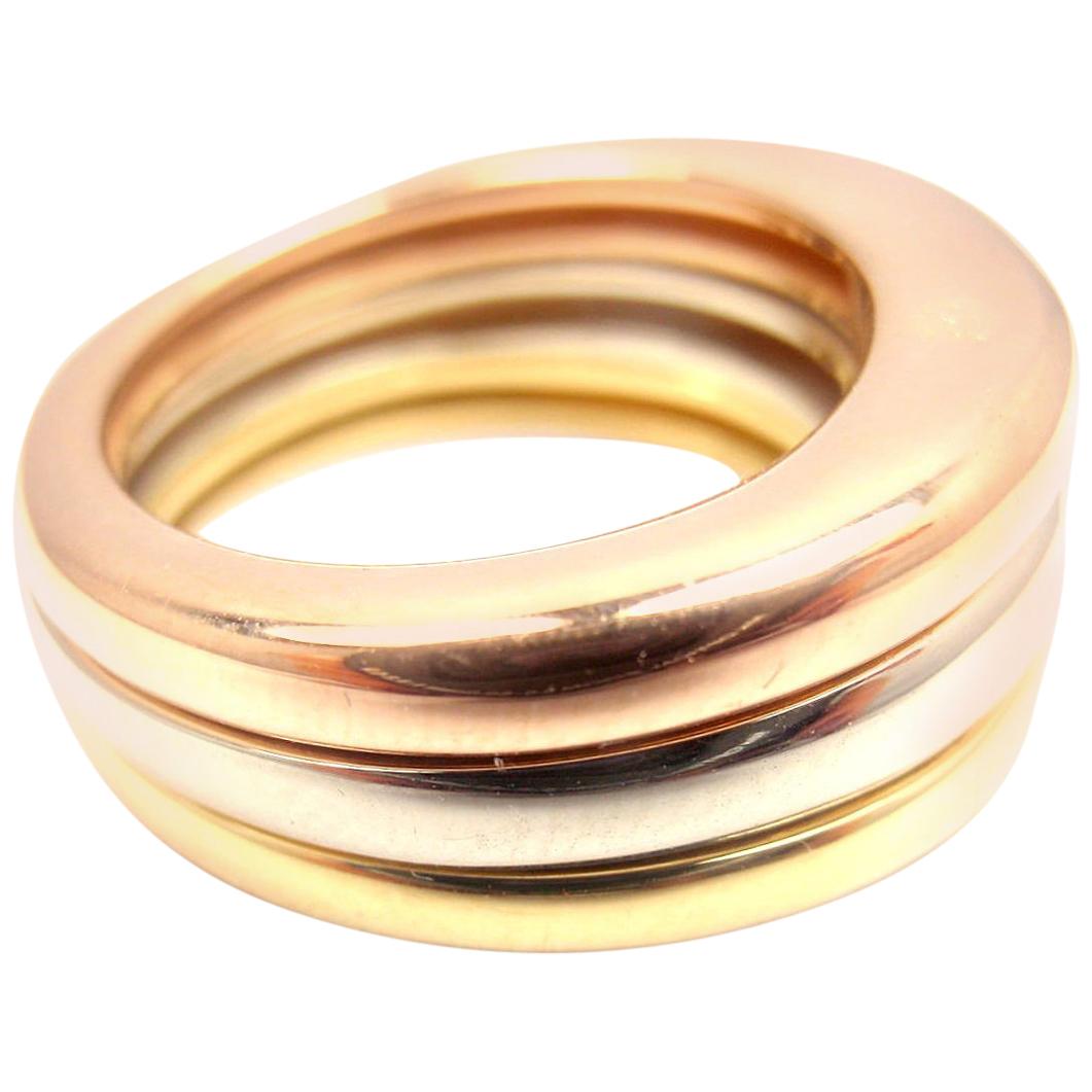 Cartier Stacking Tri-Color Gold Band Ring