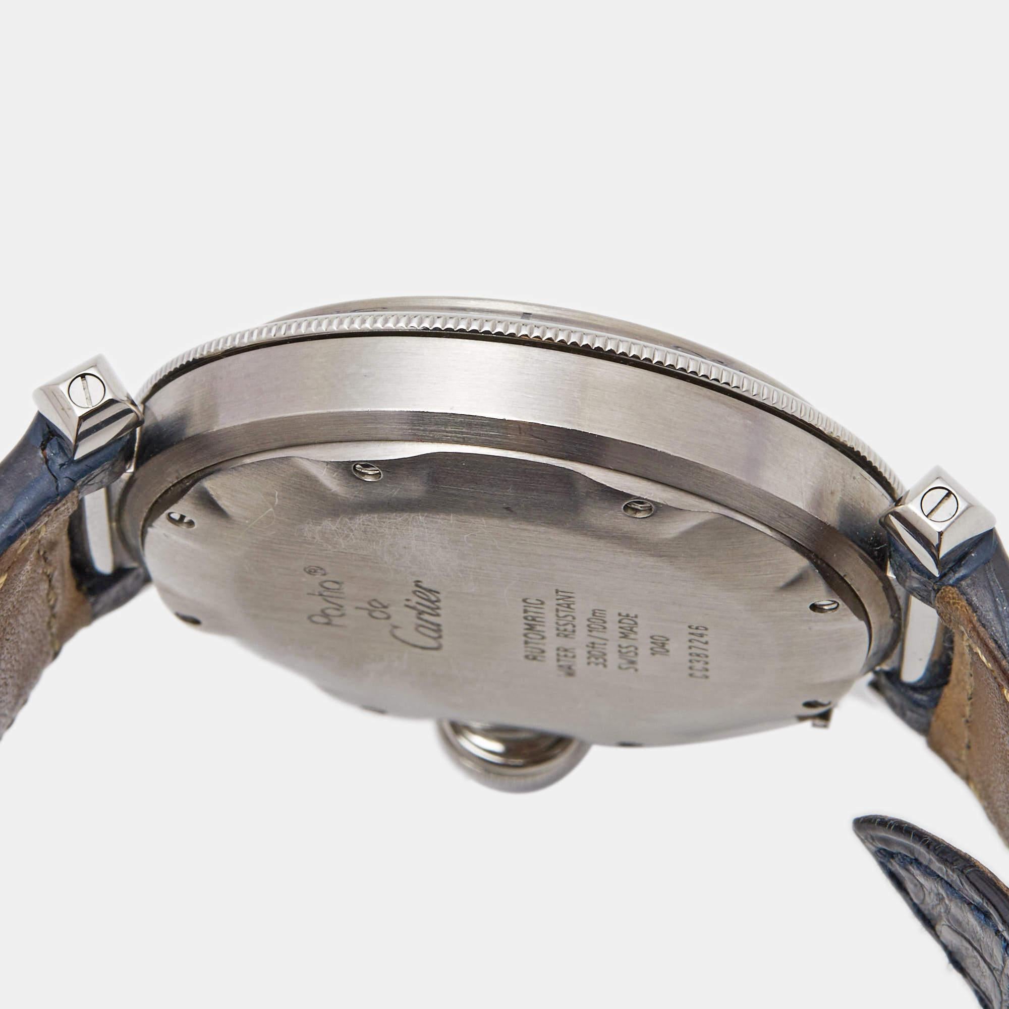 Cartier Stainless Leather Pasha de Cartier Automatic Men's Wristwatch 38 mm 1