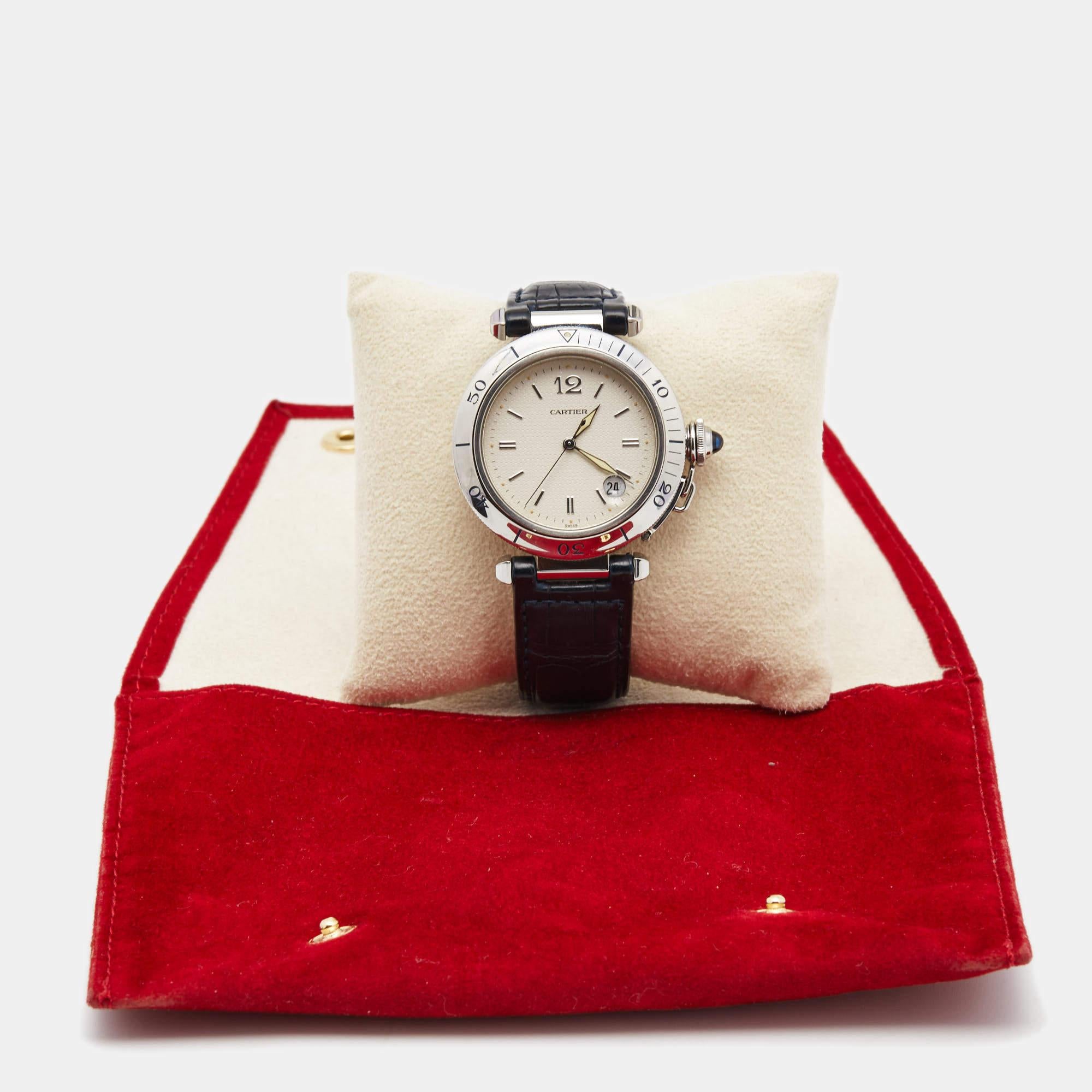 Cartier Stainless Leather Pasha de Cartier Automatic Men's Wristwatch 38 mm 5