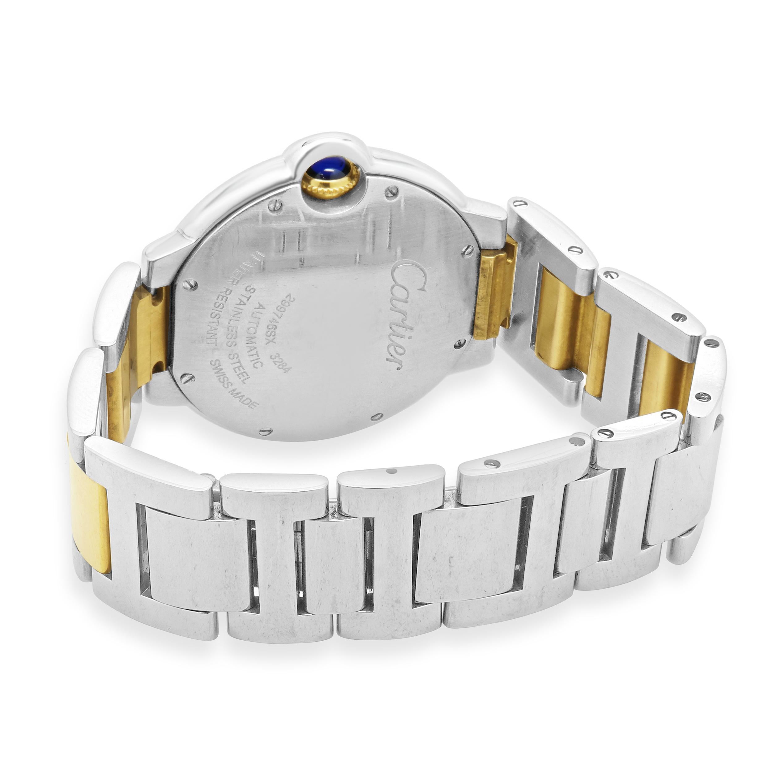 Cartier in acciaio inossidabile e oro giallo 18 carati Ballon Bleu 36 In condizioni ottime a Scottsdale, AZ