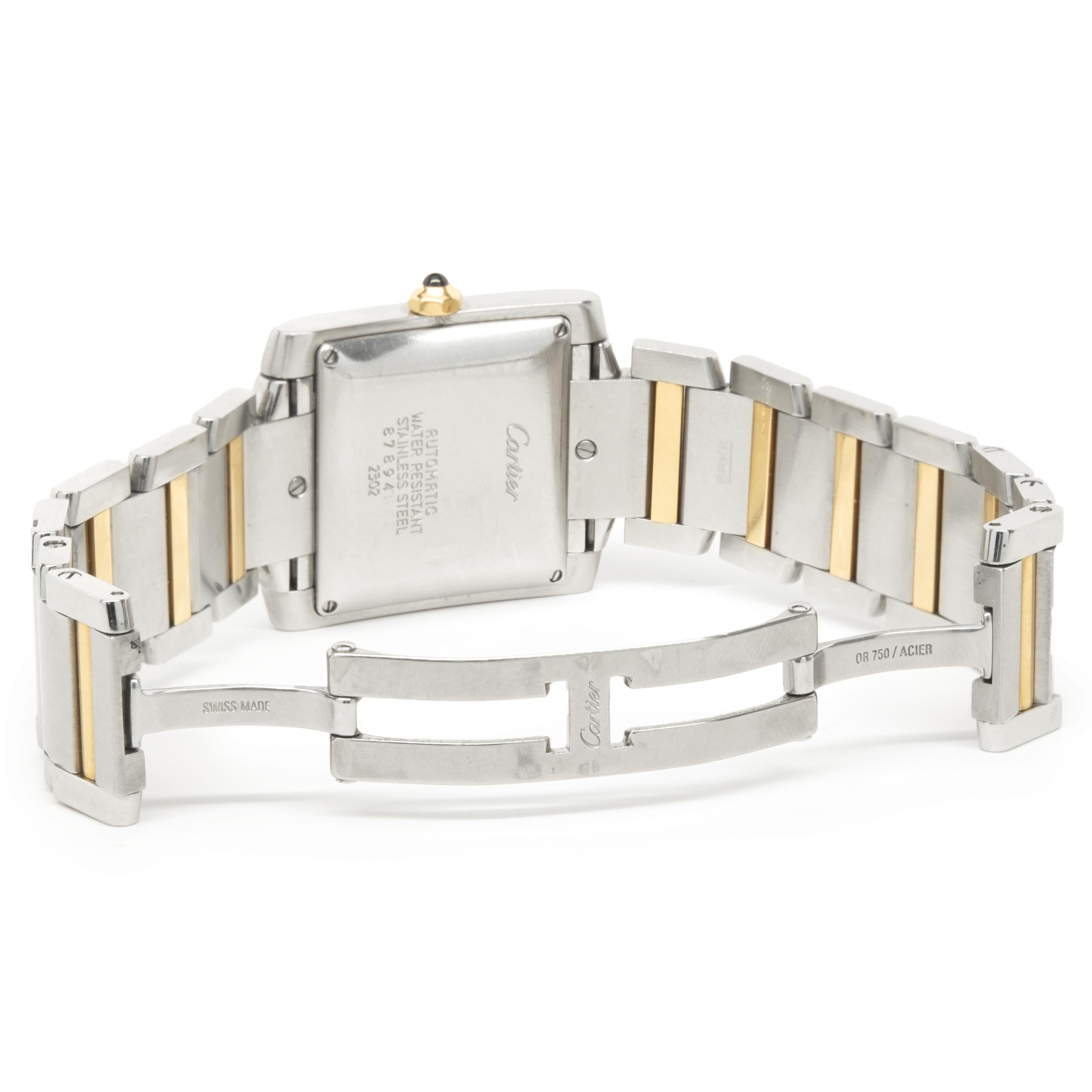 Women's or Men's Cartier Stainless Steel & 18 Karat Yellow Gold Tank Francaise Medium