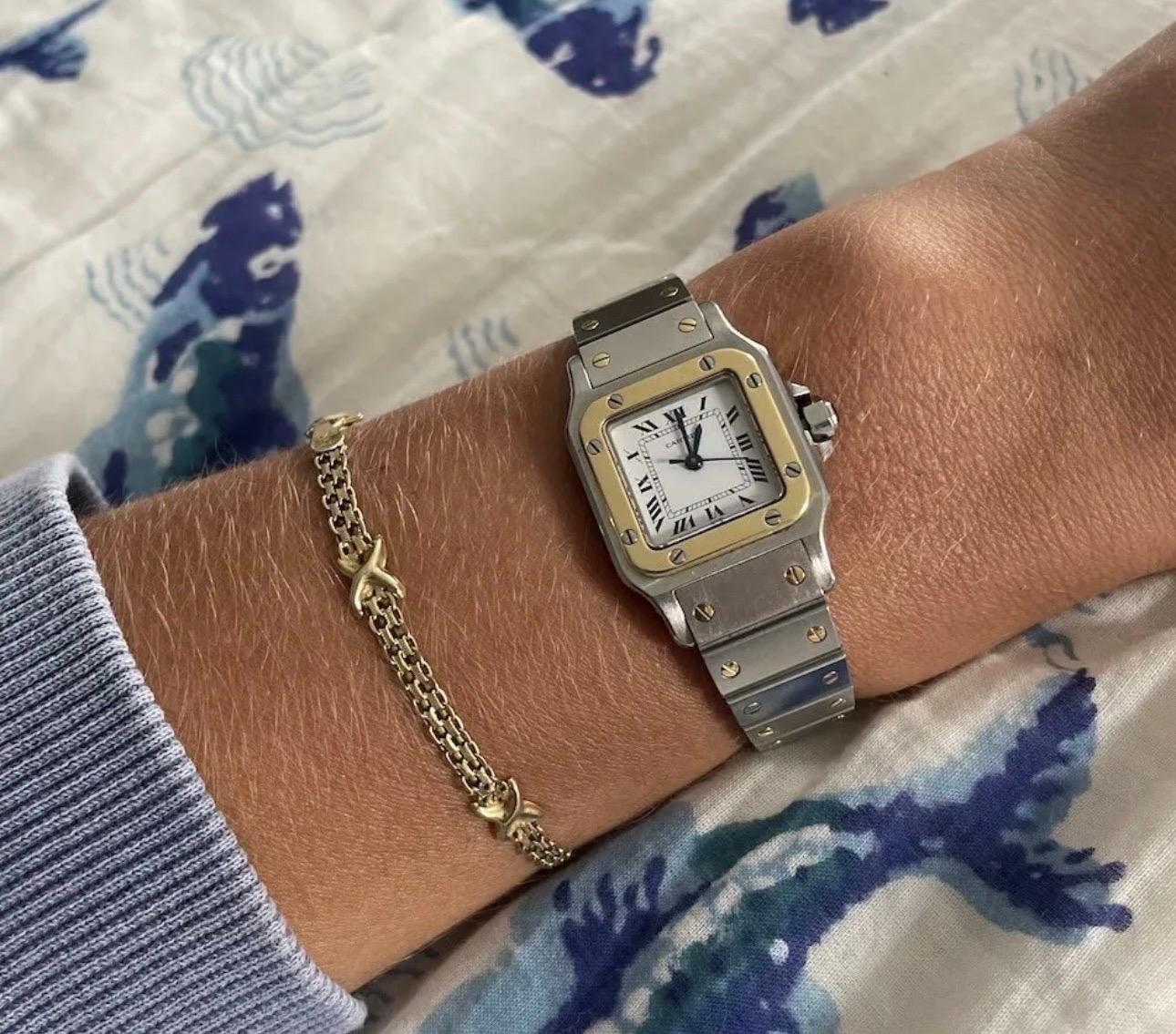 Cartier Stainless Steel and 18k Gold 'Santos' Wristwatch In Excellent Condition In New York, NY