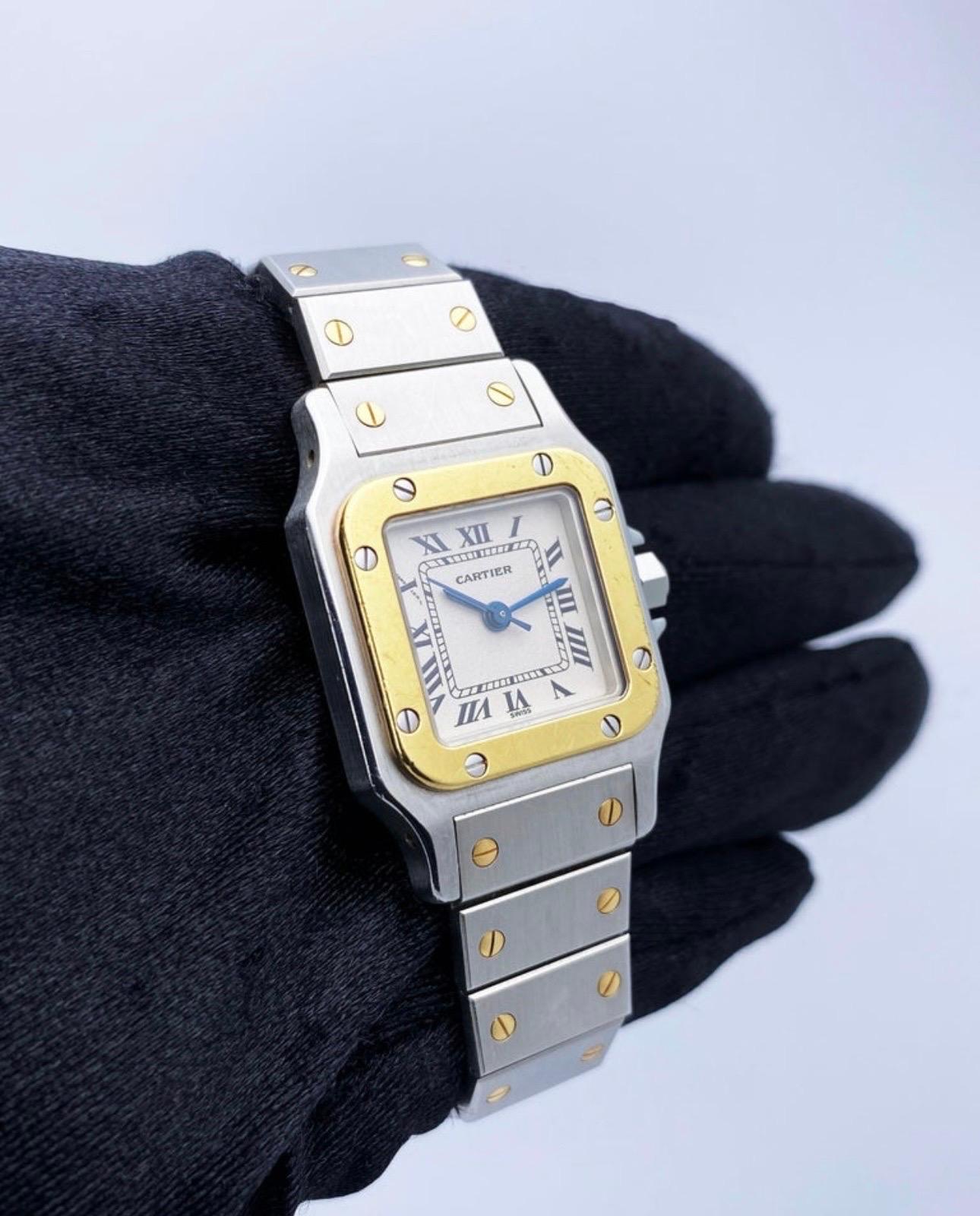 Women's Cartier Stainless Steel and 18k Gold 'Santos' Wristwatch