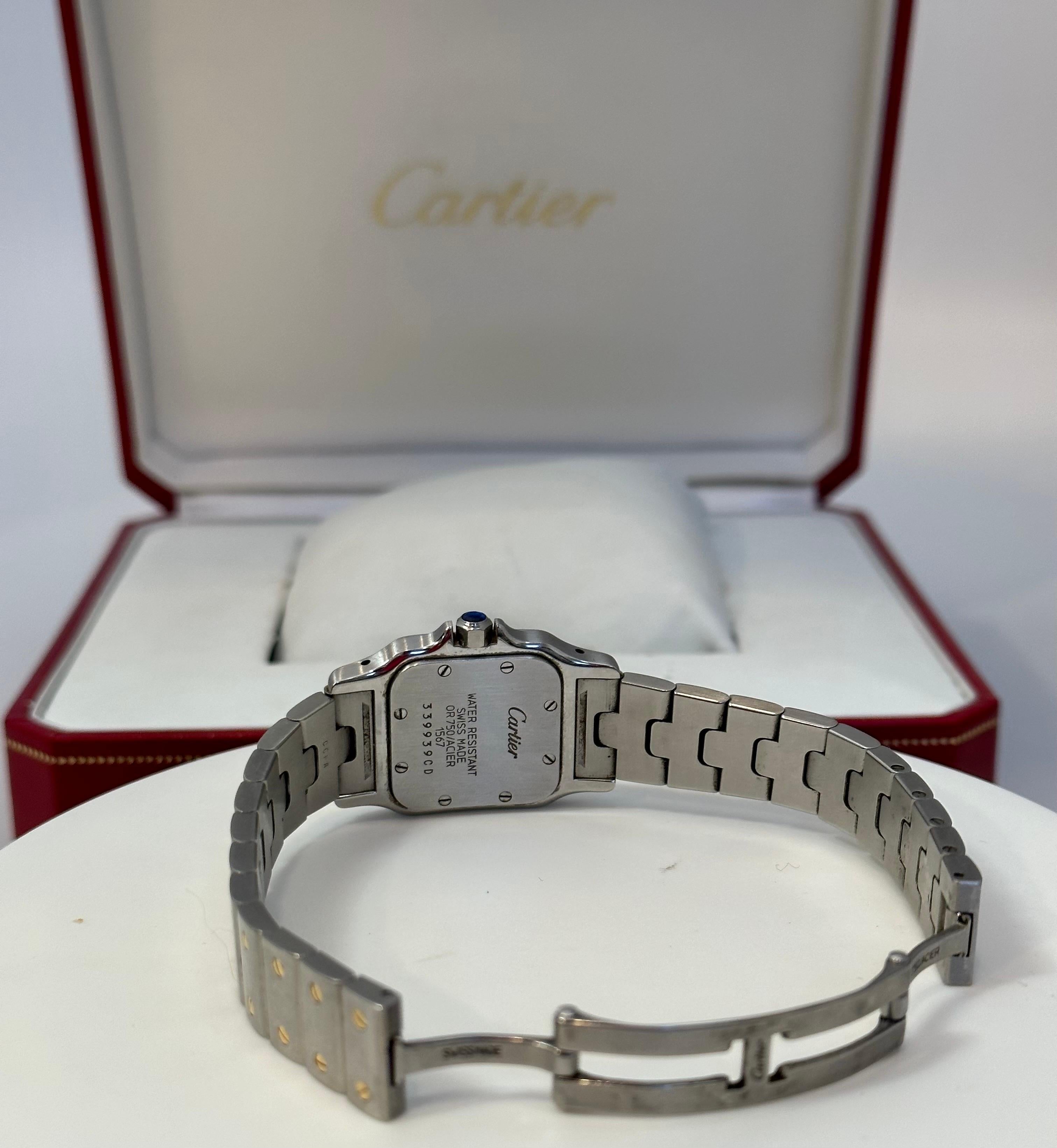 Cartier Armbanduhr ''Santos'' aus Edelstahl und 18k Gold 5